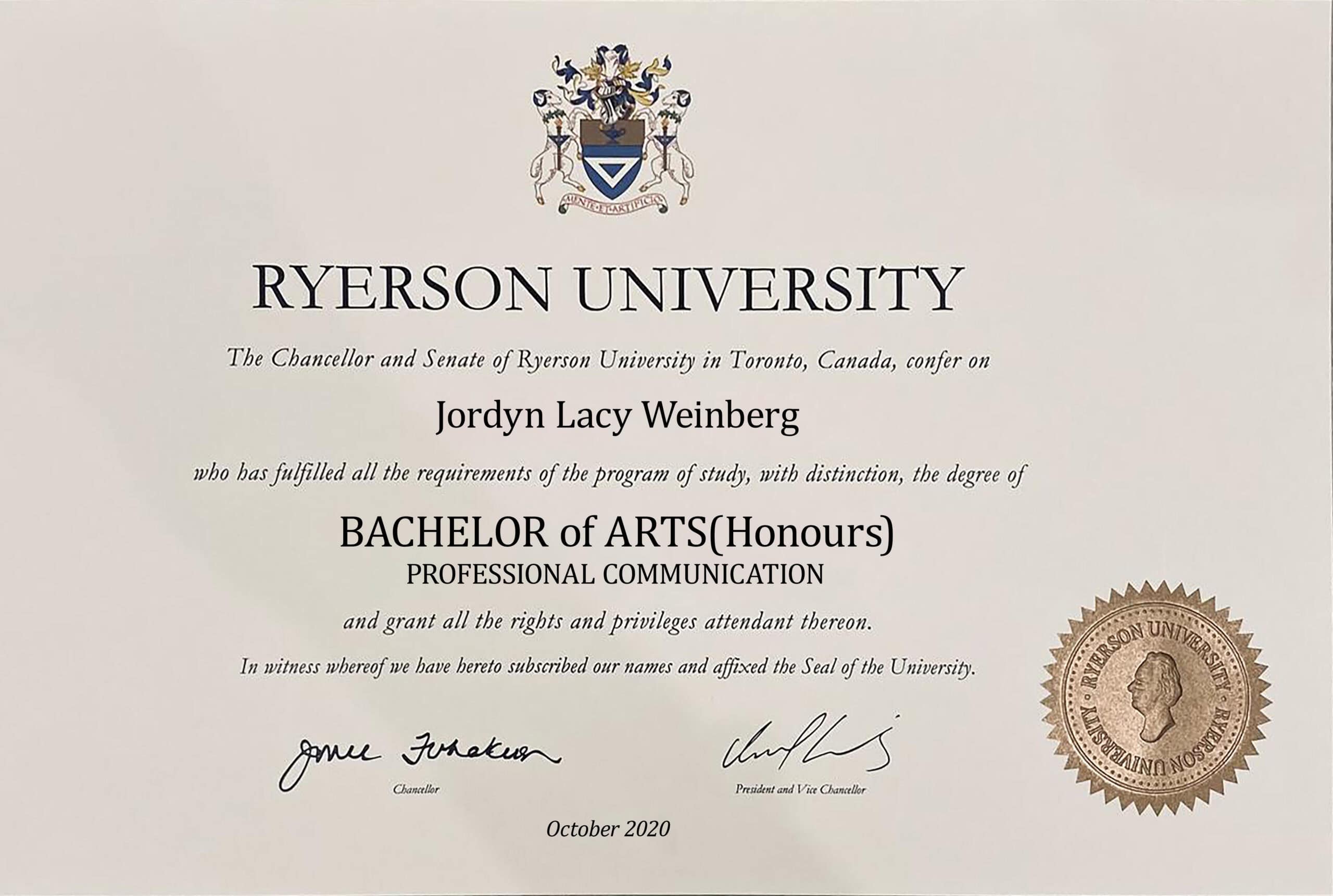 Fake Certificate from Ryerson University Template Fake Certificate from Ryerson University Template