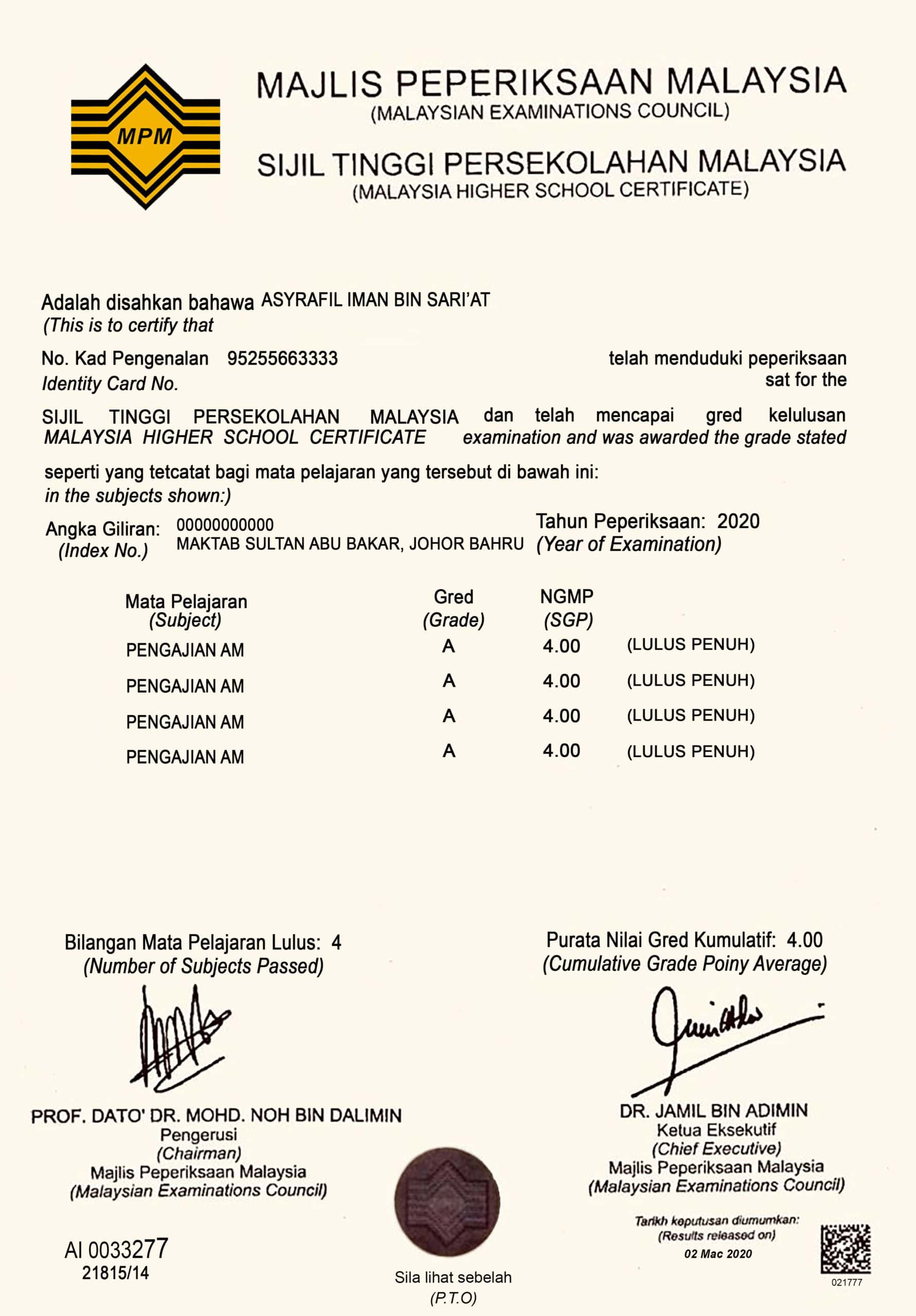 Fake Certificate from STPM University Template Fake Certificate from STPM University Template