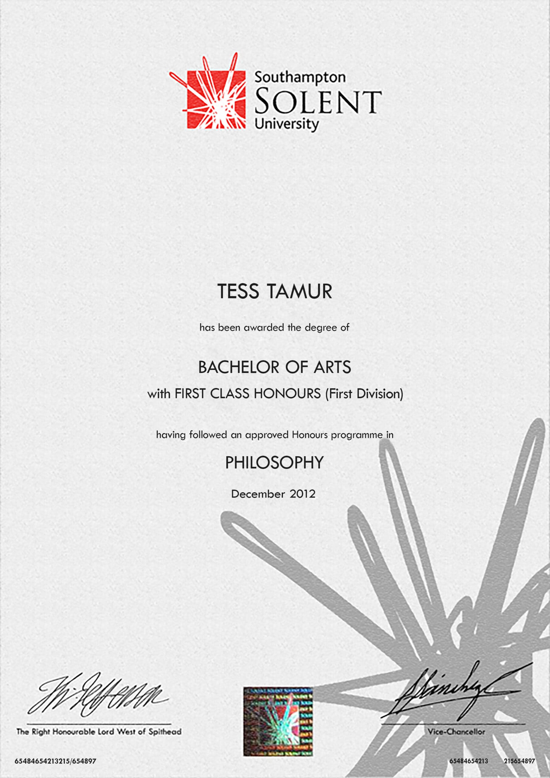 Fake Certificate from Southampton Solent University Template Fake Certificate from Southampton Solent University Template