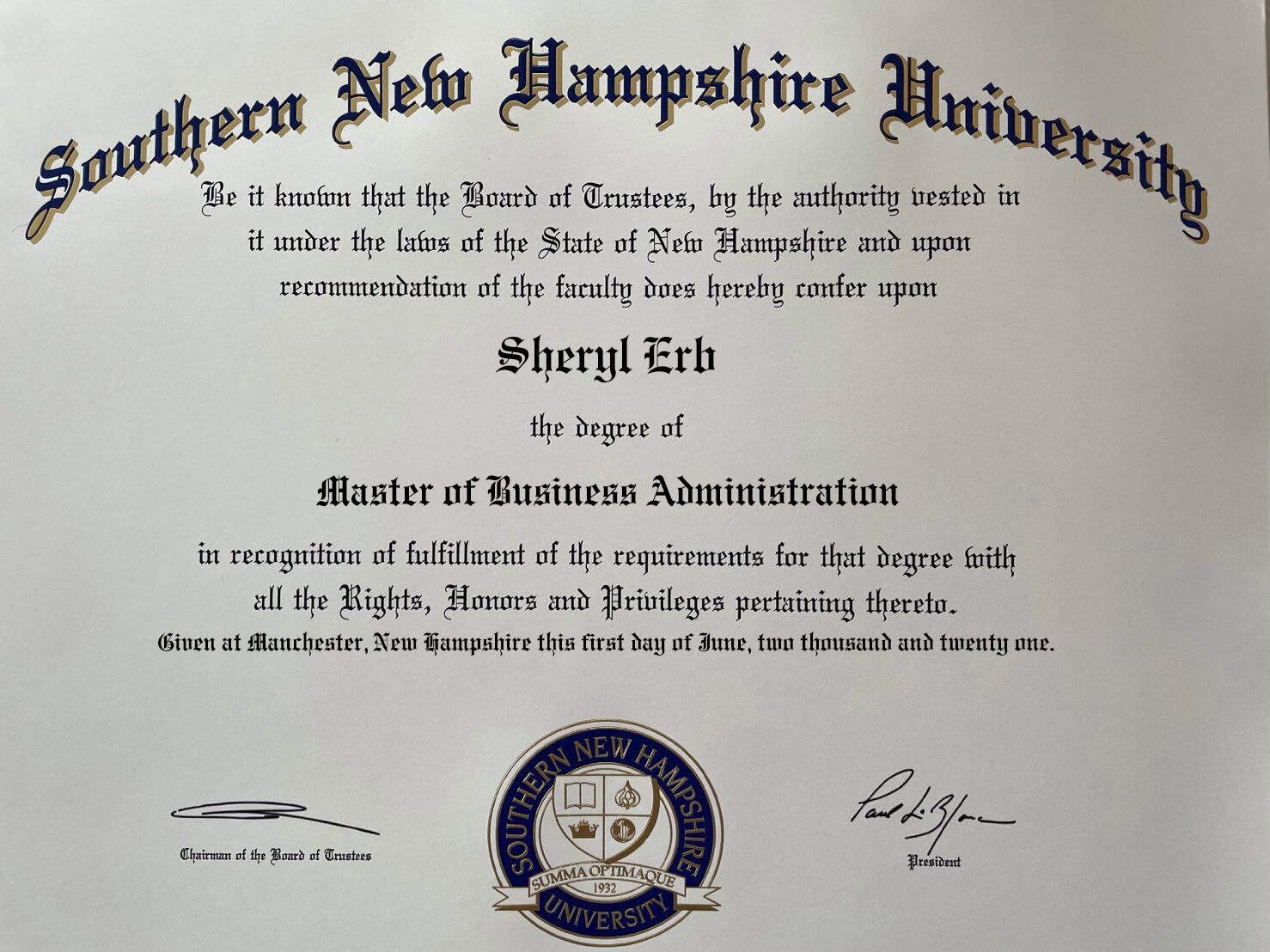 Fake Certificate from Southern New Hampshire University Template Fake Certificate from Southern New Hampshire University Template