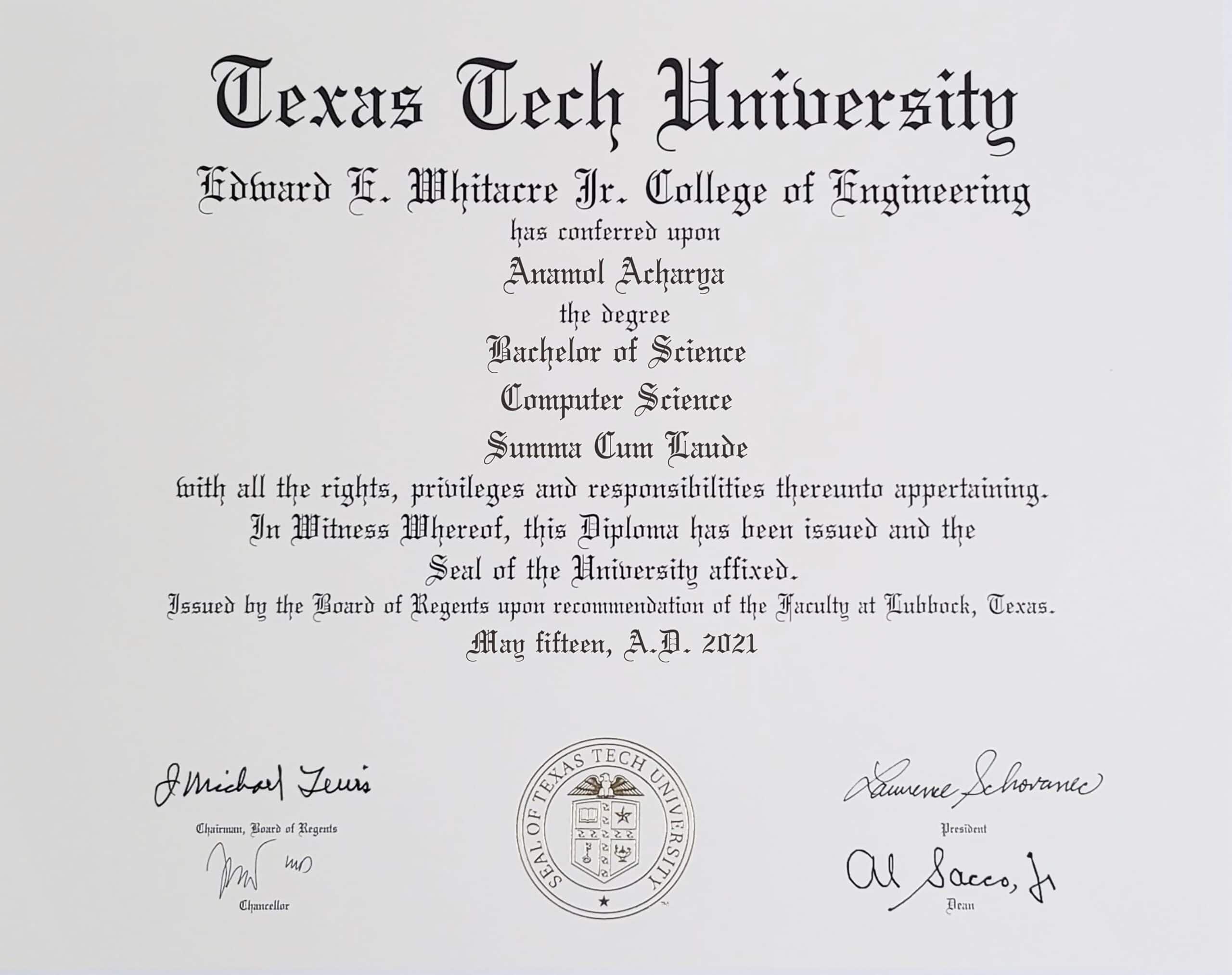 Fake Certificate from Texas Tech University Template Fake Certificate from Texas Tech University Template