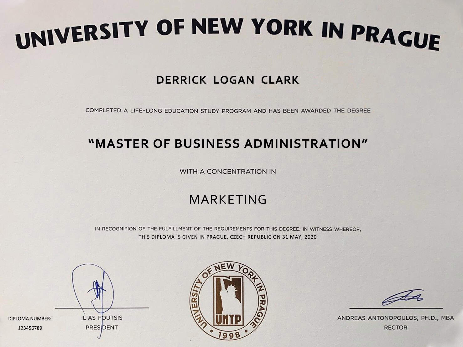 Fake Certificate from UNYP University Template Fake Certificate from UNYP University Template