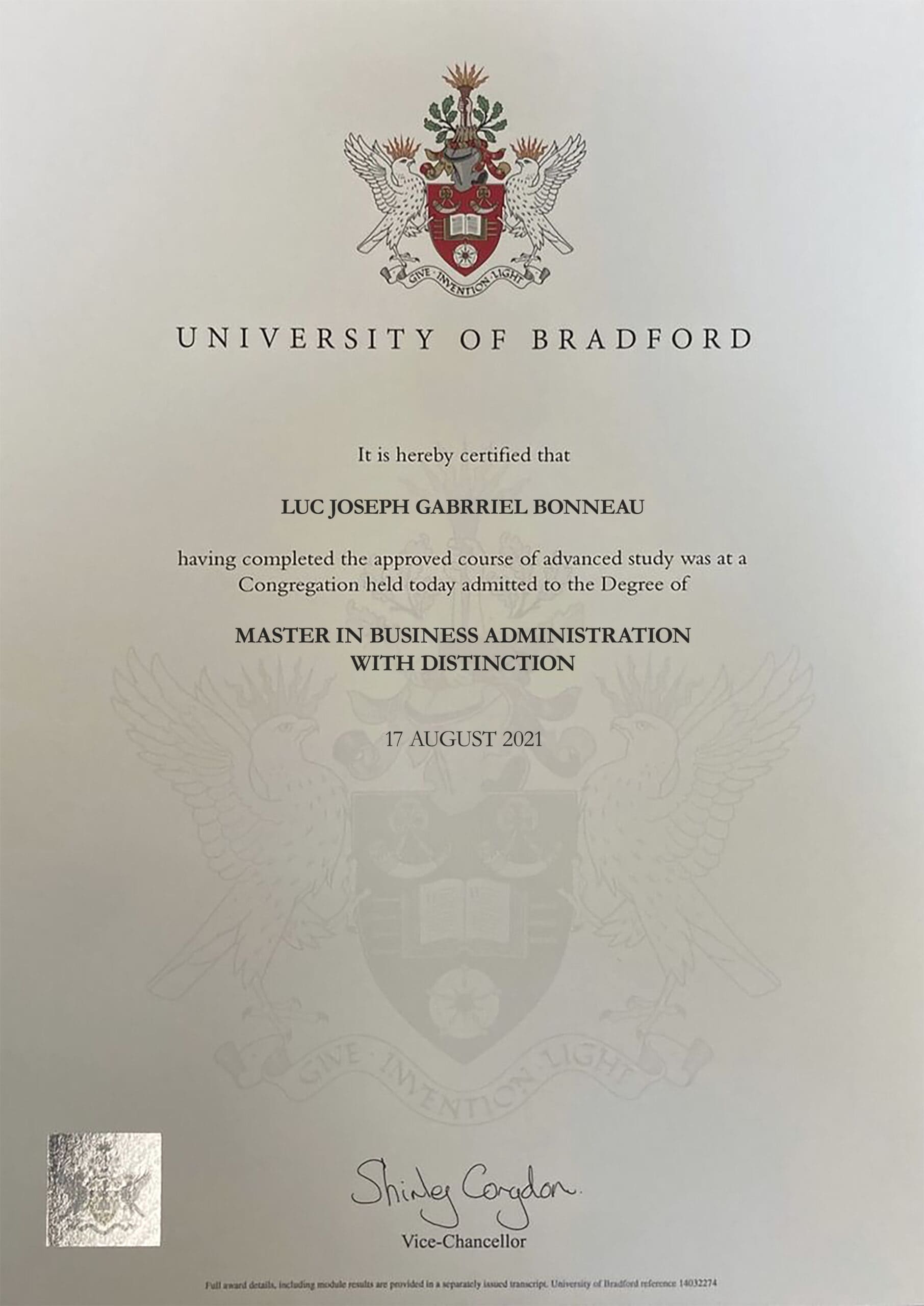 Fake Certificate from University Of Bradford Template Fake Certificate from University Of Bradford Template