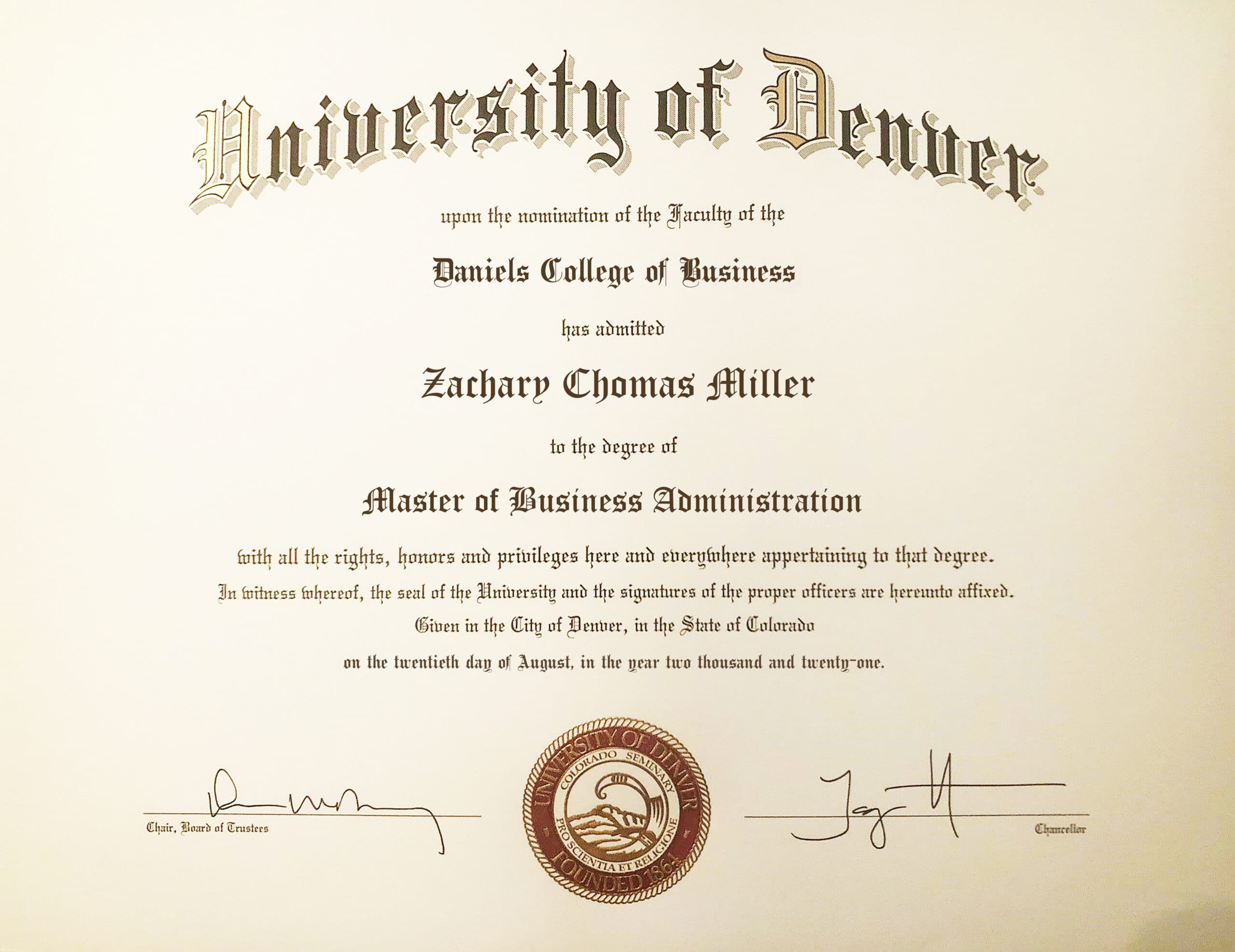 Fake Certificate from University Of Denver Template Fake Certificate from University Of Denver Template