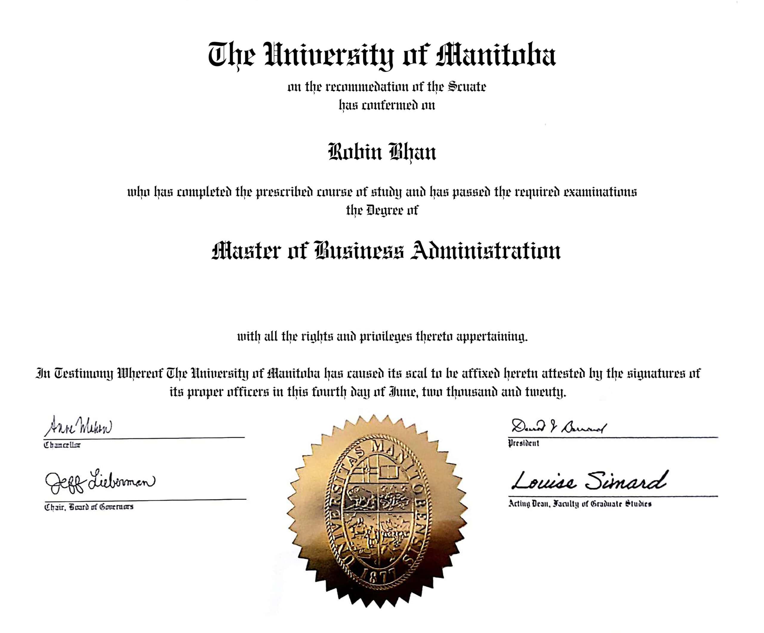 Fake Certificate from University Of Manitoba Template Fake Certificate from University Of Manitoba Template