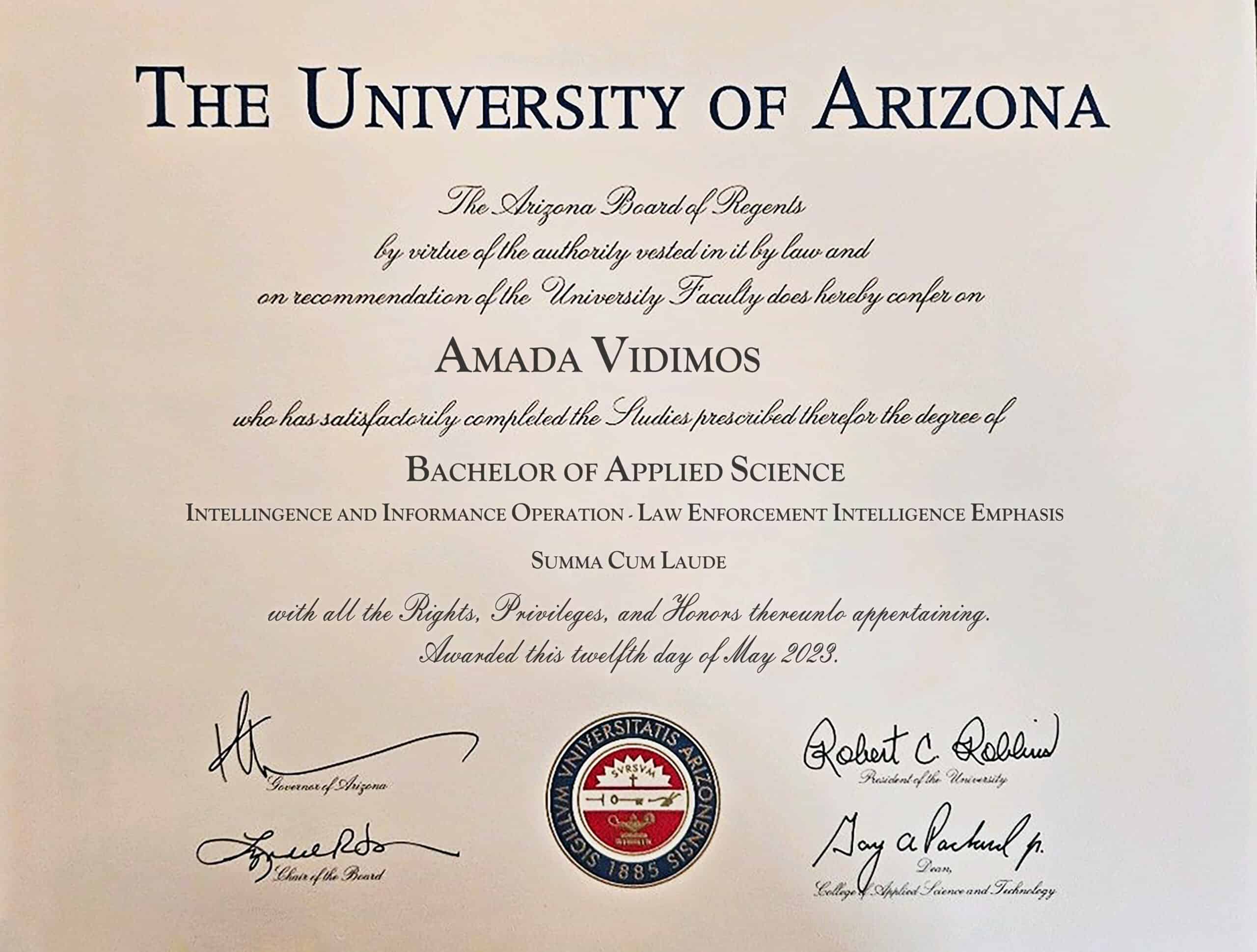 Fake Certificate from University of Arizona Template Fake Certificate from University of Arizona Template