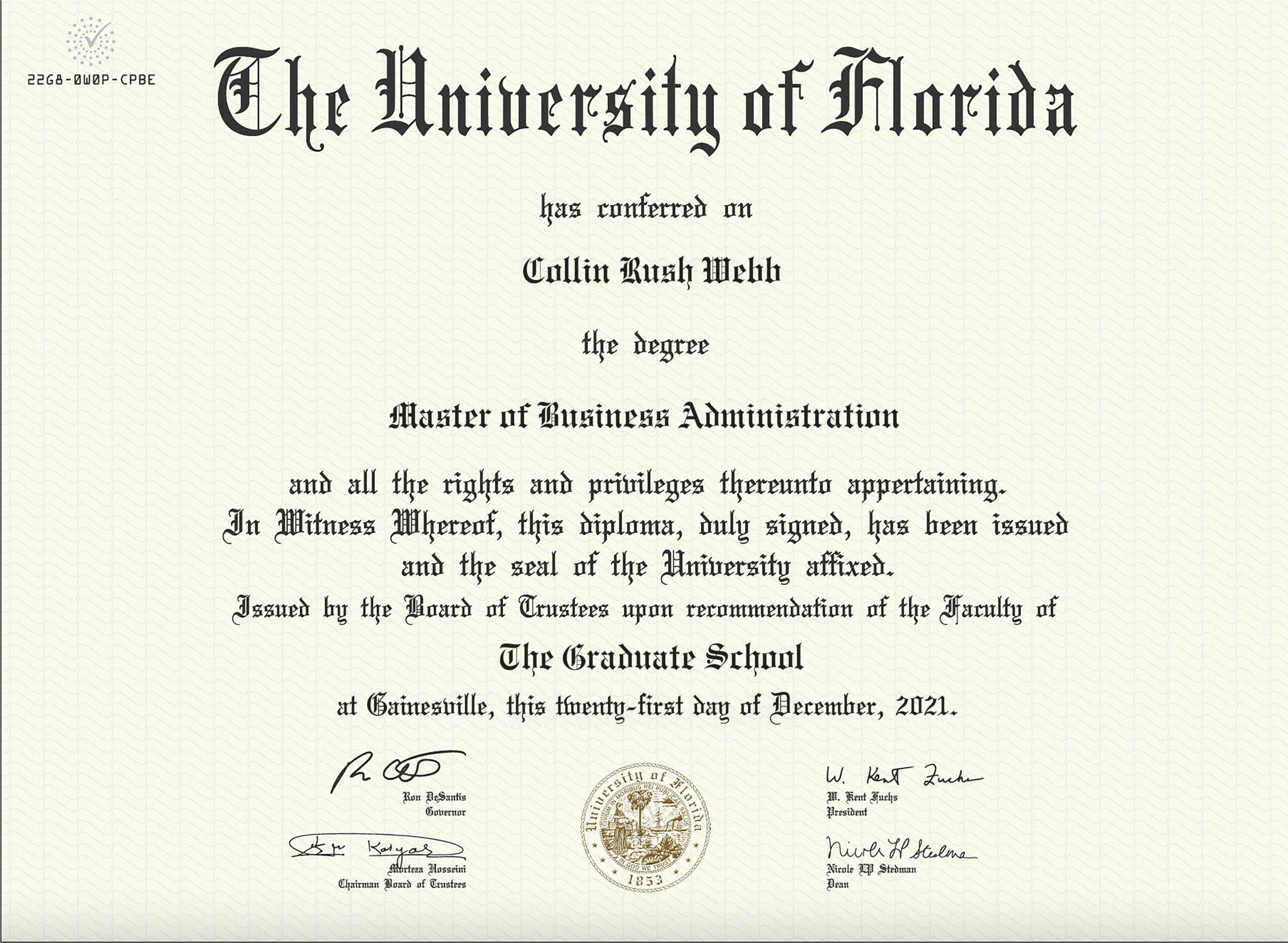 Fake Certificate from University of Florida Template Fake Certificate from University of Florida Template