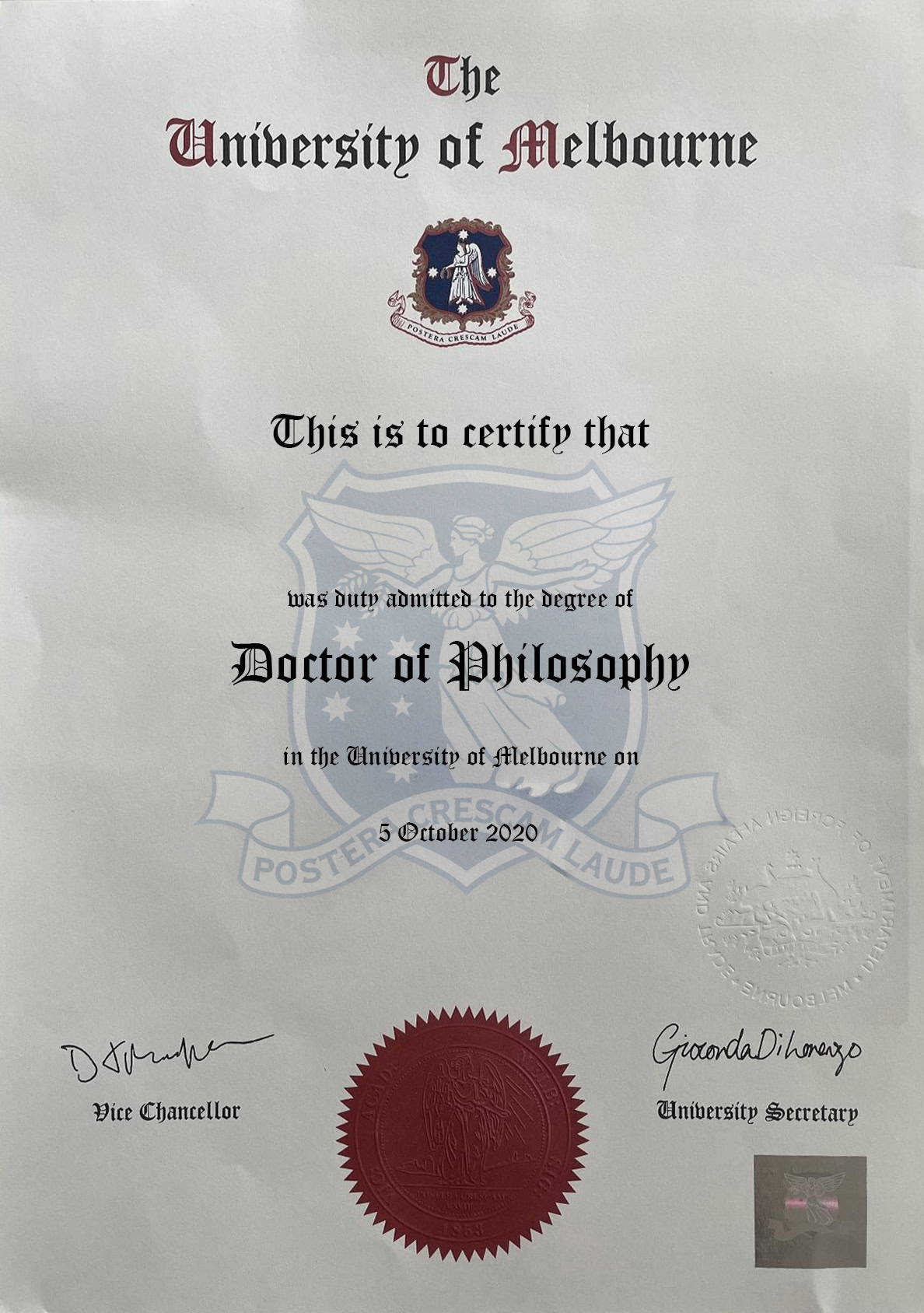 Fake Certificate from University of Melbourne Template Fake Certificate from University of Melbourne Template