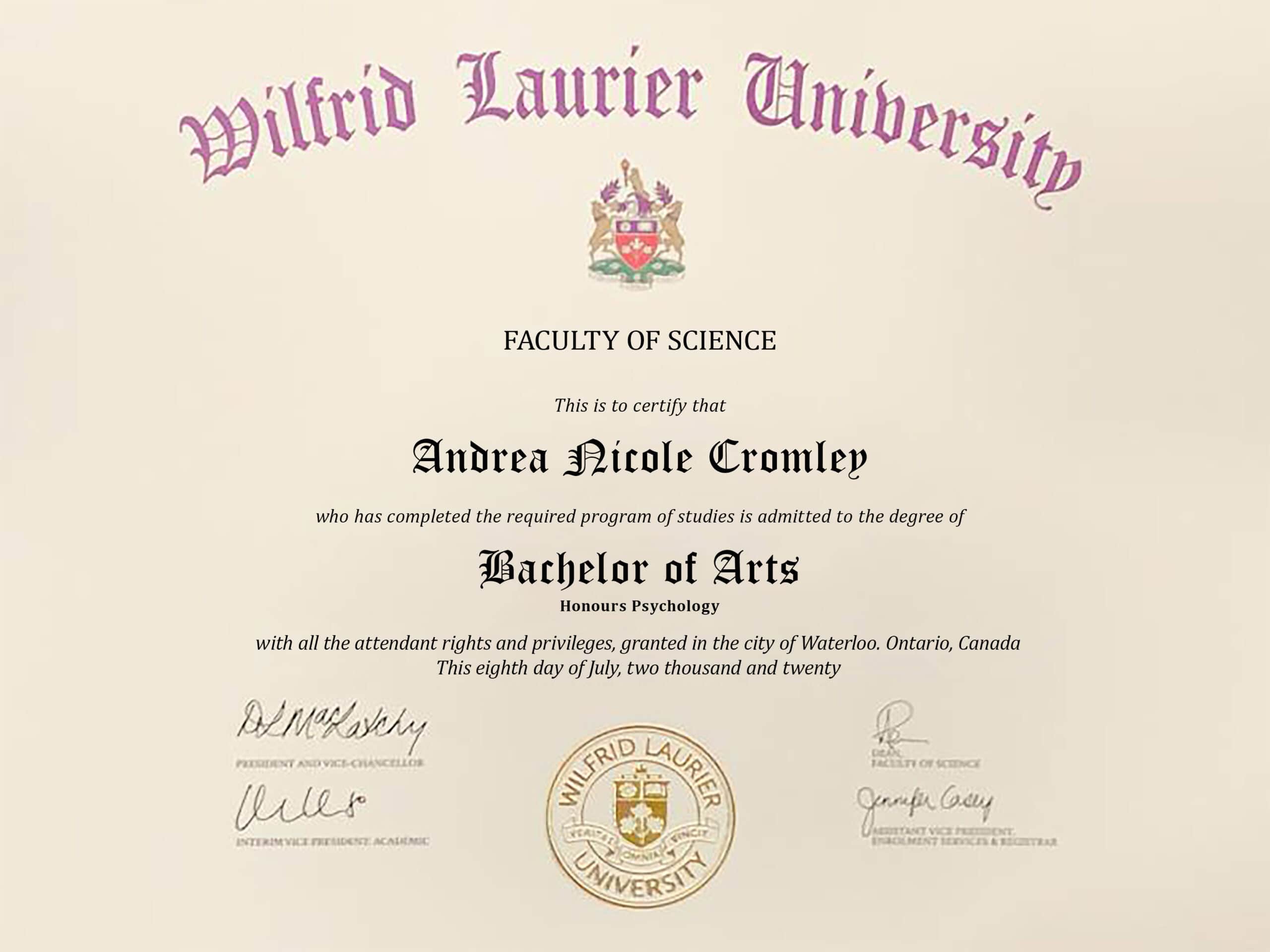 Fake Certificate from Wilfrid Laurier University Template Fake Certificate from Wilfrid Laurier University Template