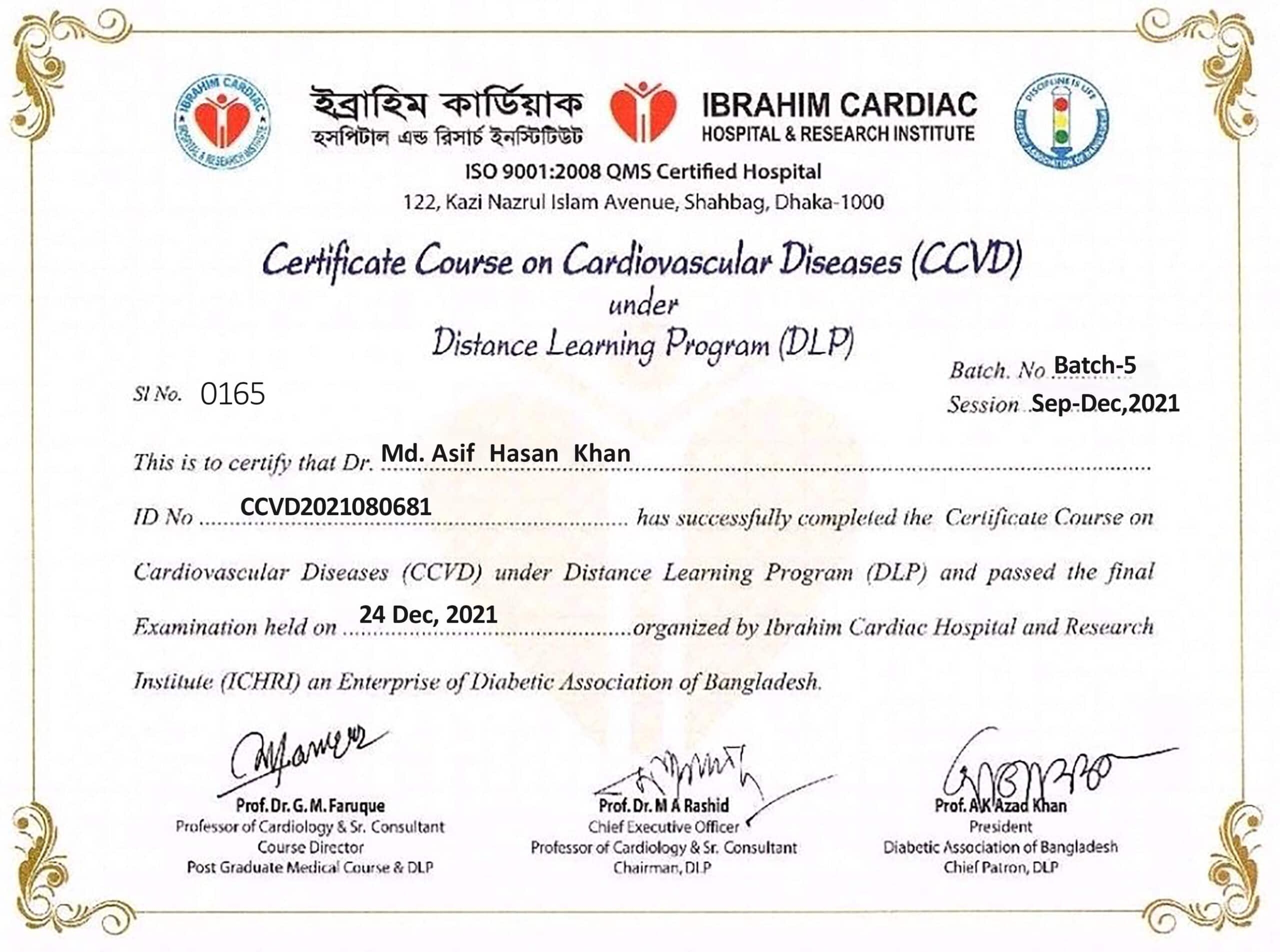Fake Course on Cardiovascular Disease Medical Certificate PSD Templates (Version2)