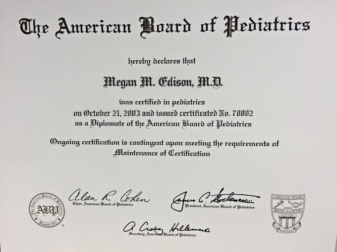 Fake Graduation Certificate from American Board of Pediatrics Template