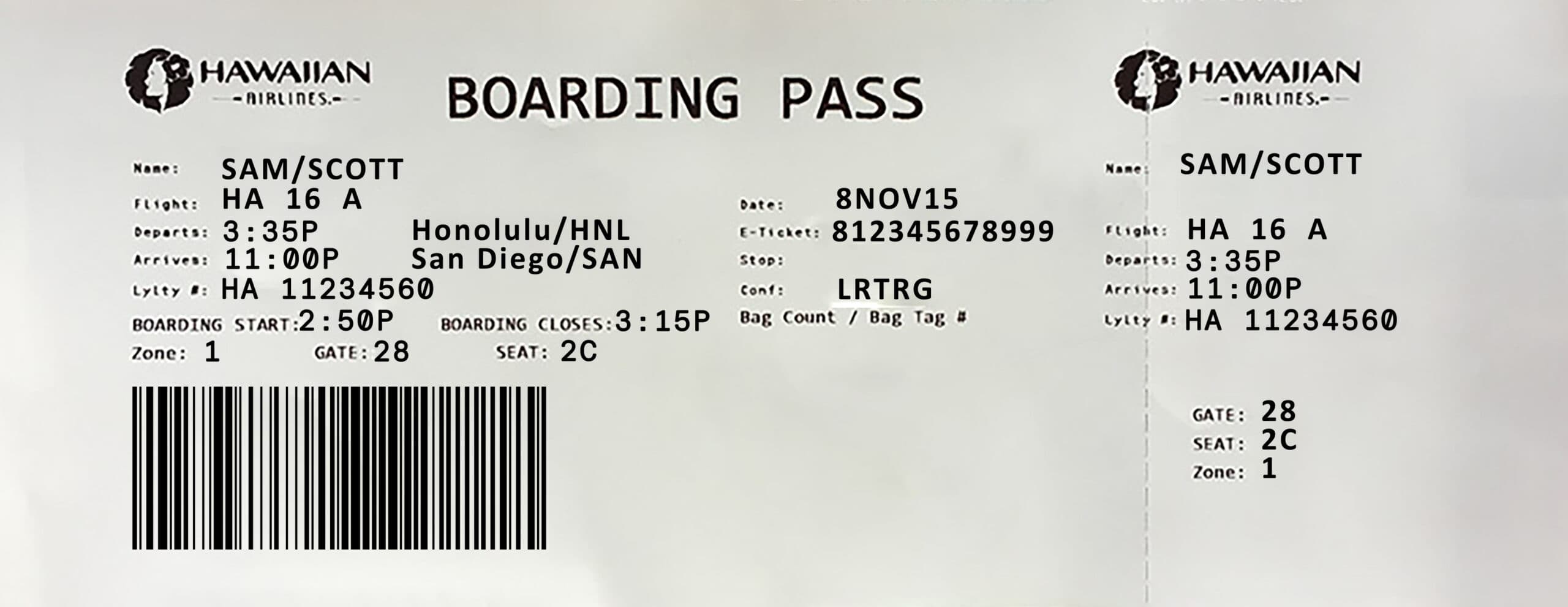 Fake Hawaiian Airlines Airline Ticket Fake Hawaiian Airlines Airline Ticket