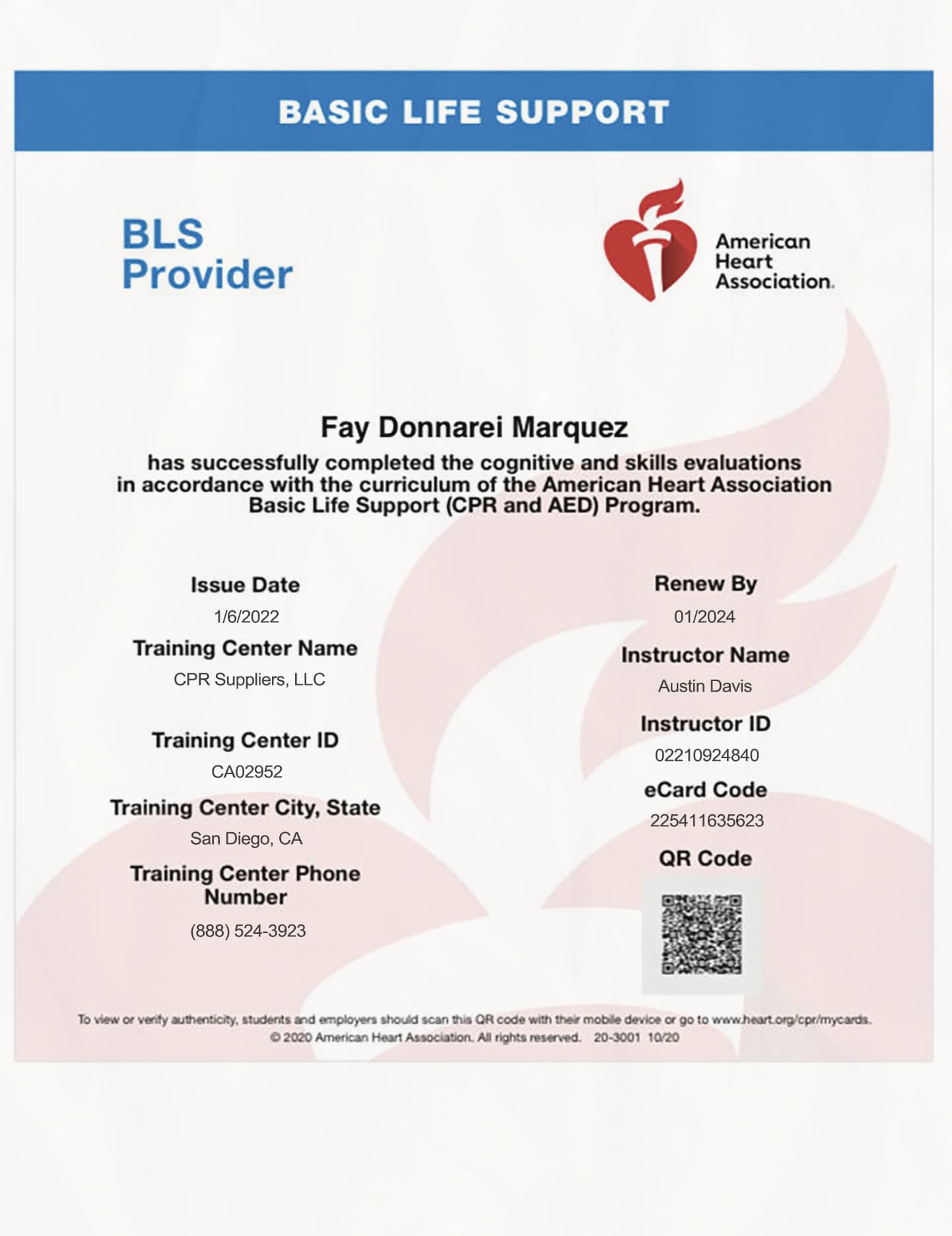 Fake Printable Basic Life Support CPRAED Certification Fake Printable Basic Life Support CPRAED Certification