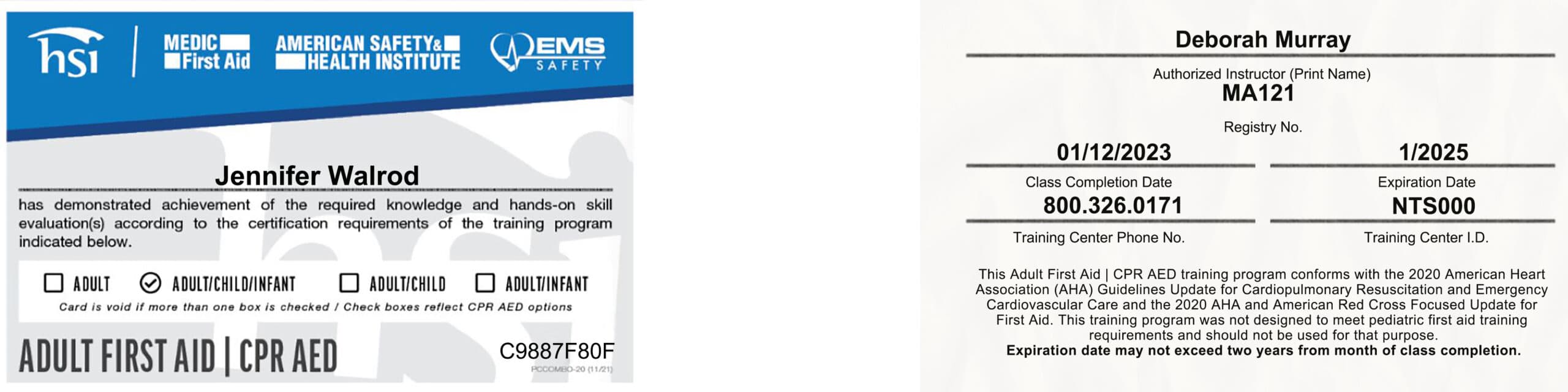 Fake Printable First Aid from HSi American Safety & Health Institute CPRAED Card (version1) Fake Printable First Aid from HSi American Safety & Health Institute CPRAED Card (version1)