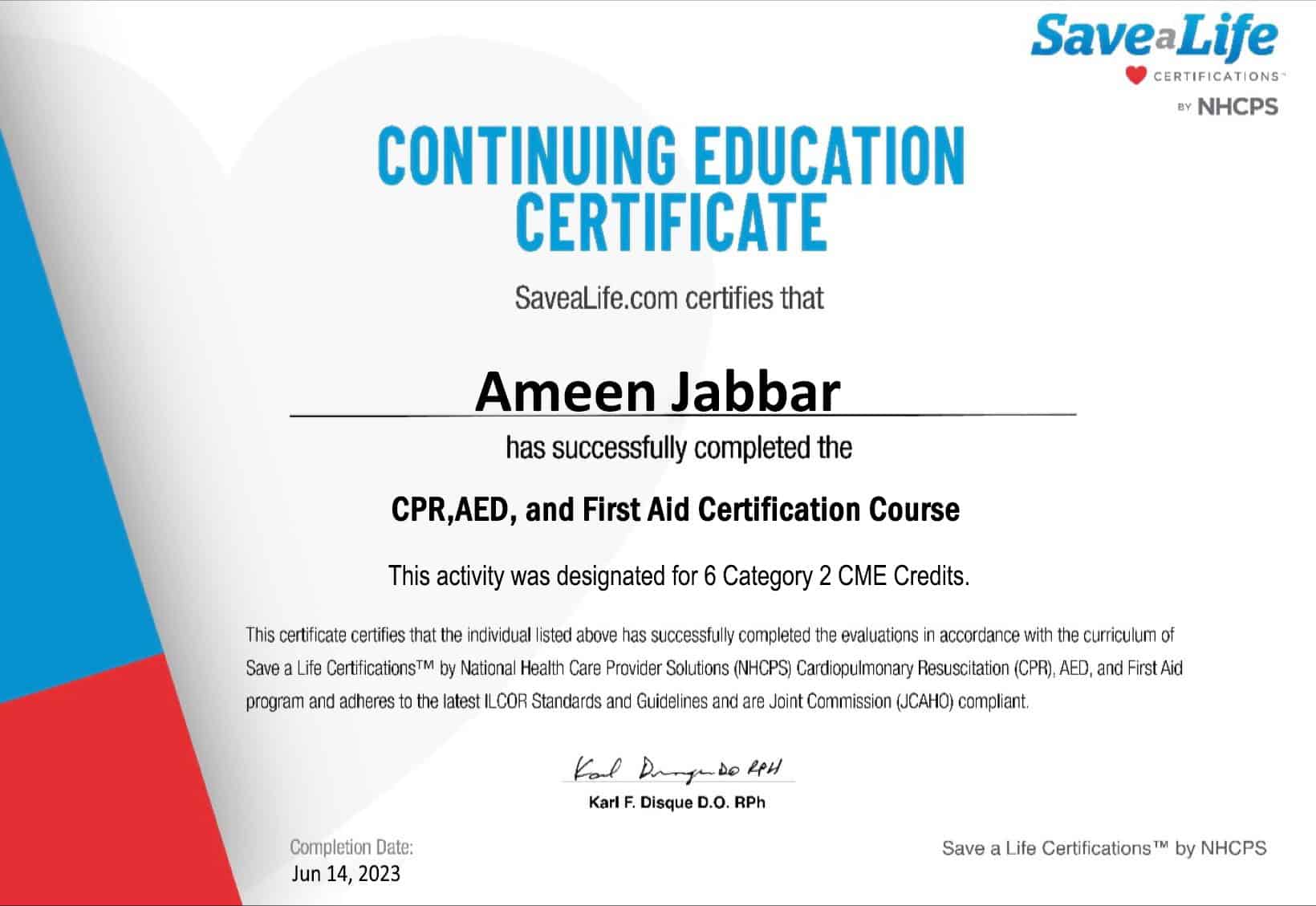 Fake Printable save a life CPRAED Certification Fake Printable save a life CPRAED Certification