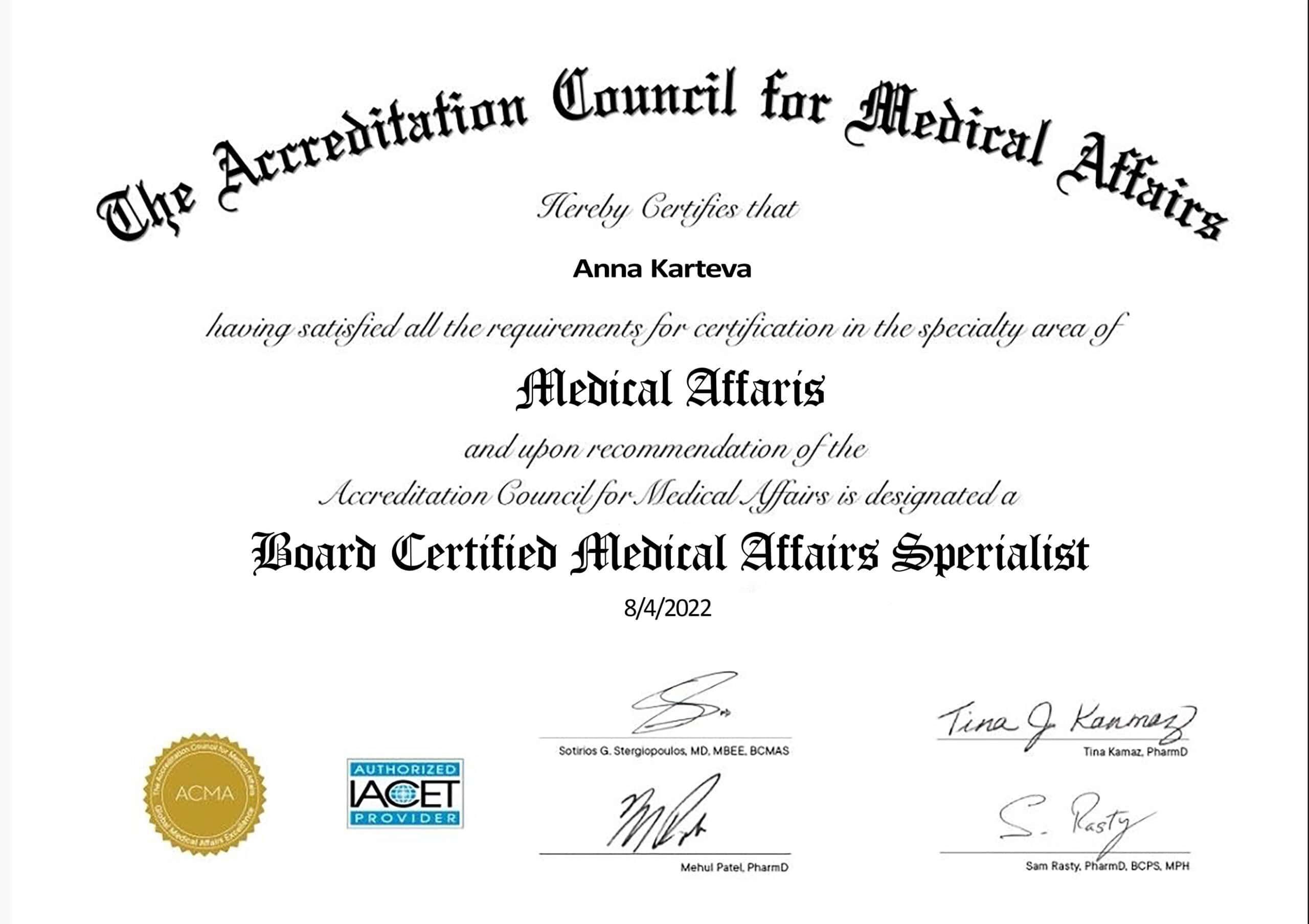 Fake the accreditation council for medical affair Certificate PSD Templates