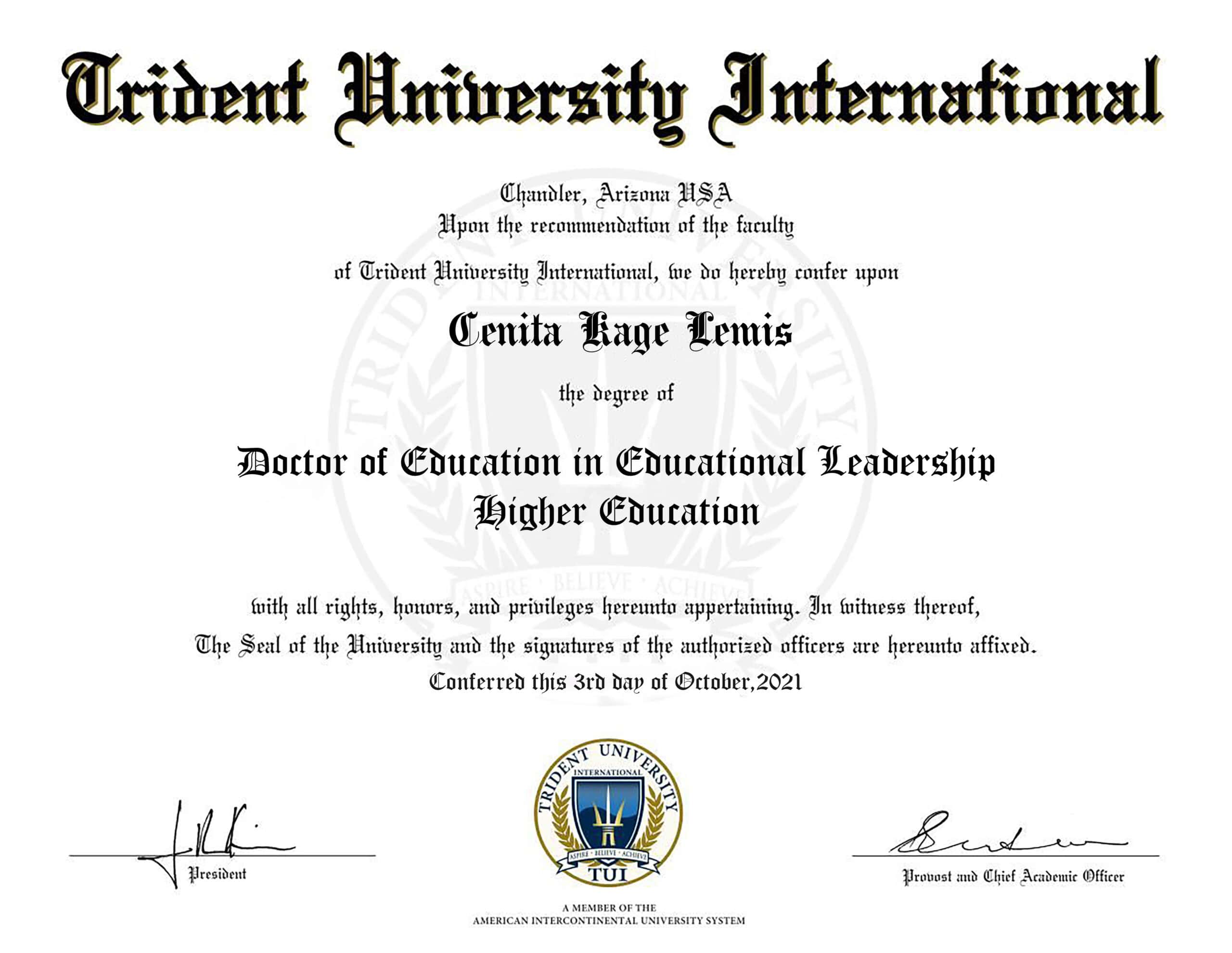 Fake trident university international Medical Certificate PSD Templates