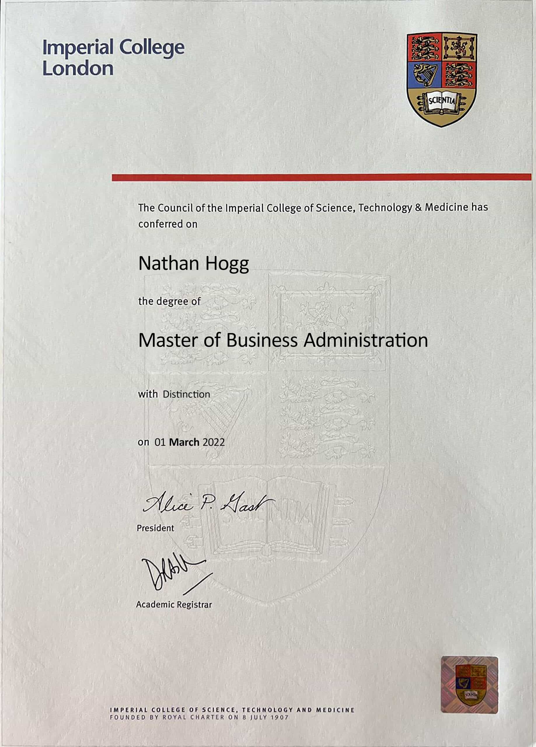 Imperial College London Authentic-Looking Fake certificate from Imperial College London