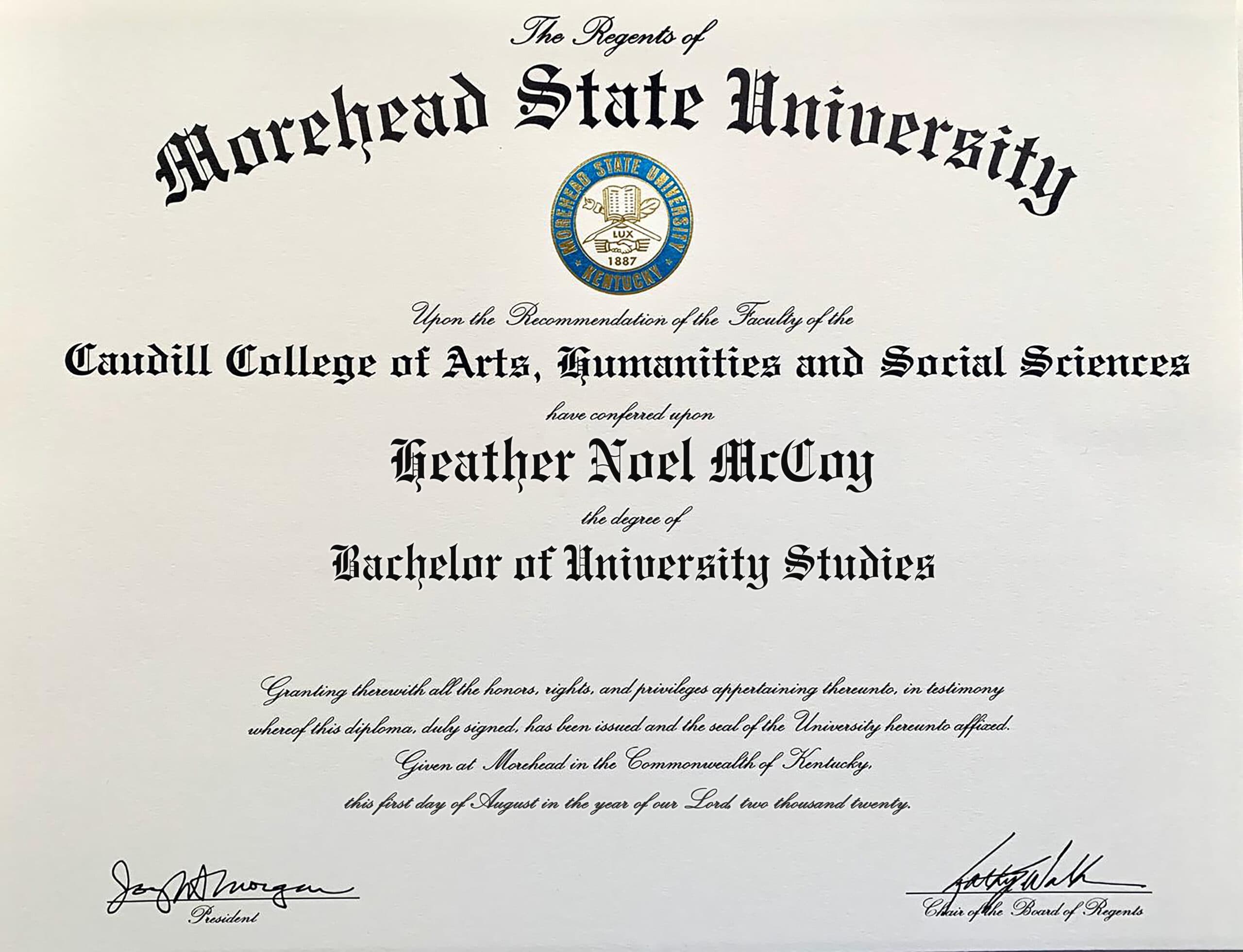 Authentic-Looking Fake certificate from Morehead State University Authentic-Looking Fake certificate from Morehead State University
