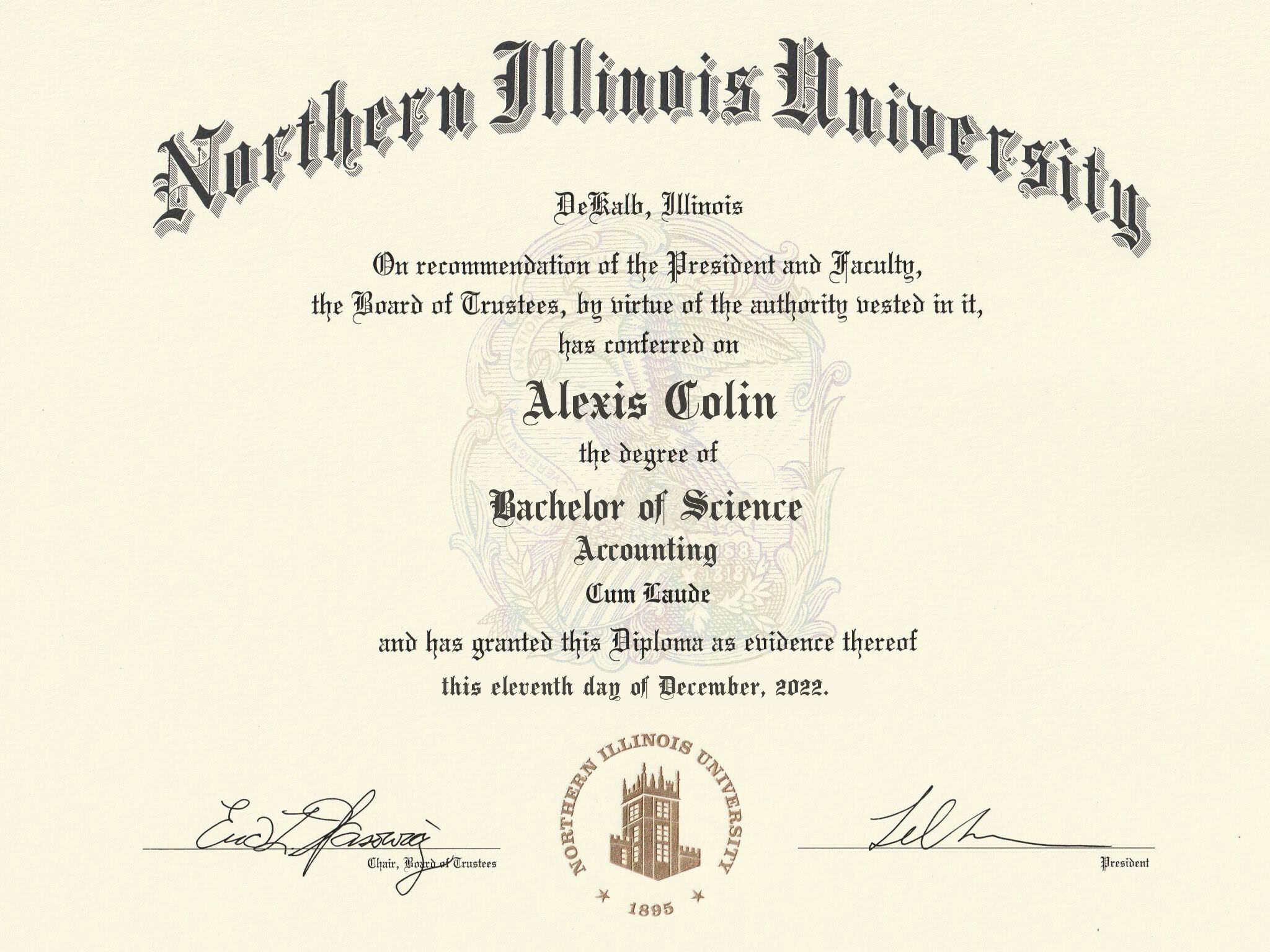 Authentic-Looking Fake certificate from Northern Illinois University Authentic-Looking Fake certificate from Northern Illinois University