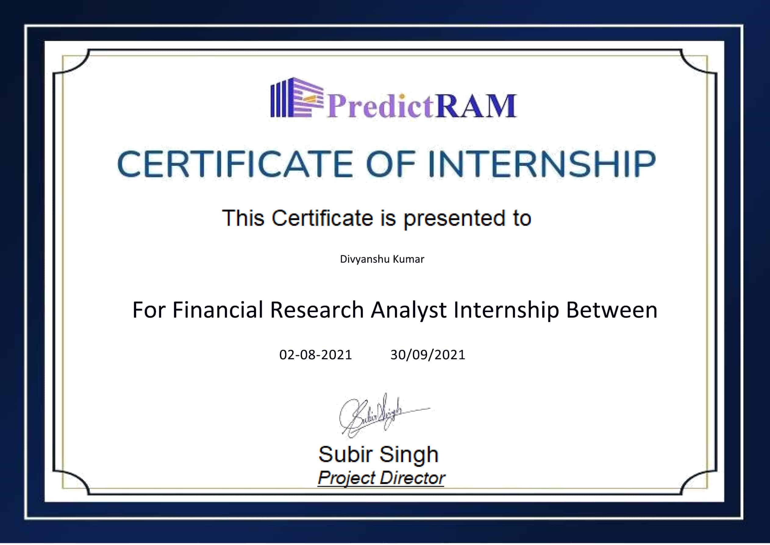 Stand Out with a Customizable PredictRAM Internship Certificate PSD Template Stand Out with a Customizable PredictRAM Internship Certificate PSD Template