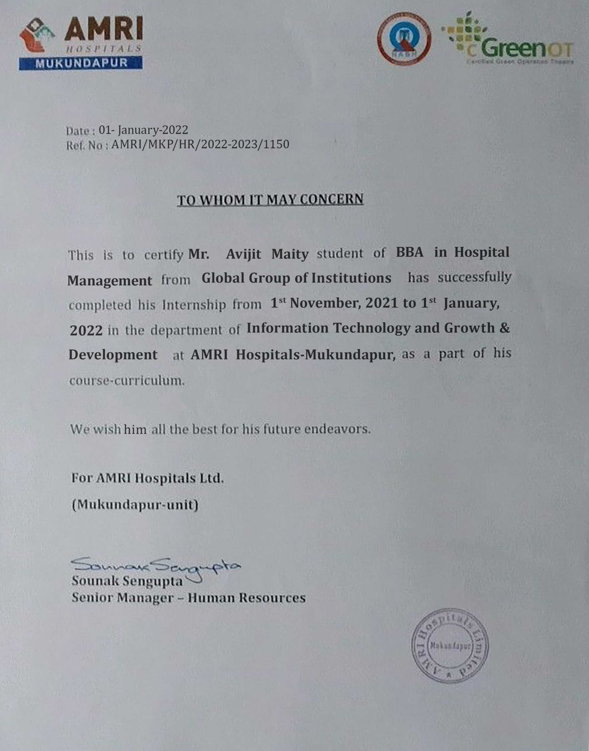Purchase Realistic Fake AMRI Hospital Experience Certificate Templates Easily Editable Purchase Realistic Fake AMRI Hospital Experience Certificate Templates Easily Editable
