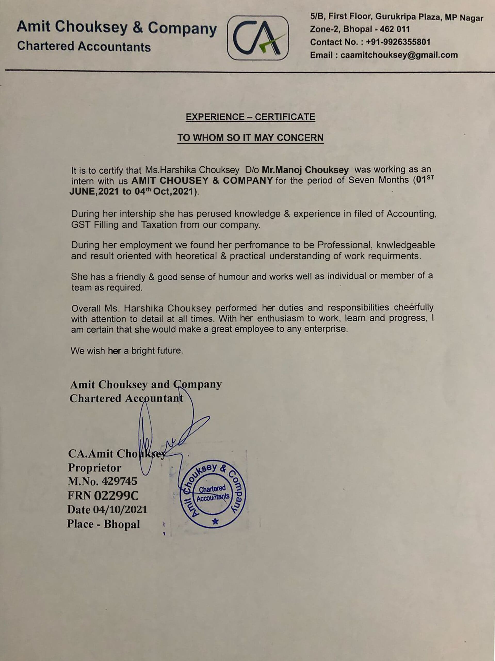 Purchase Realistic Fake amit choukesy & company Experience Certificate Templates Easily Editable Purchase Realistic Fake amit choukesy & company Experience Certificate Templates Easily Editable