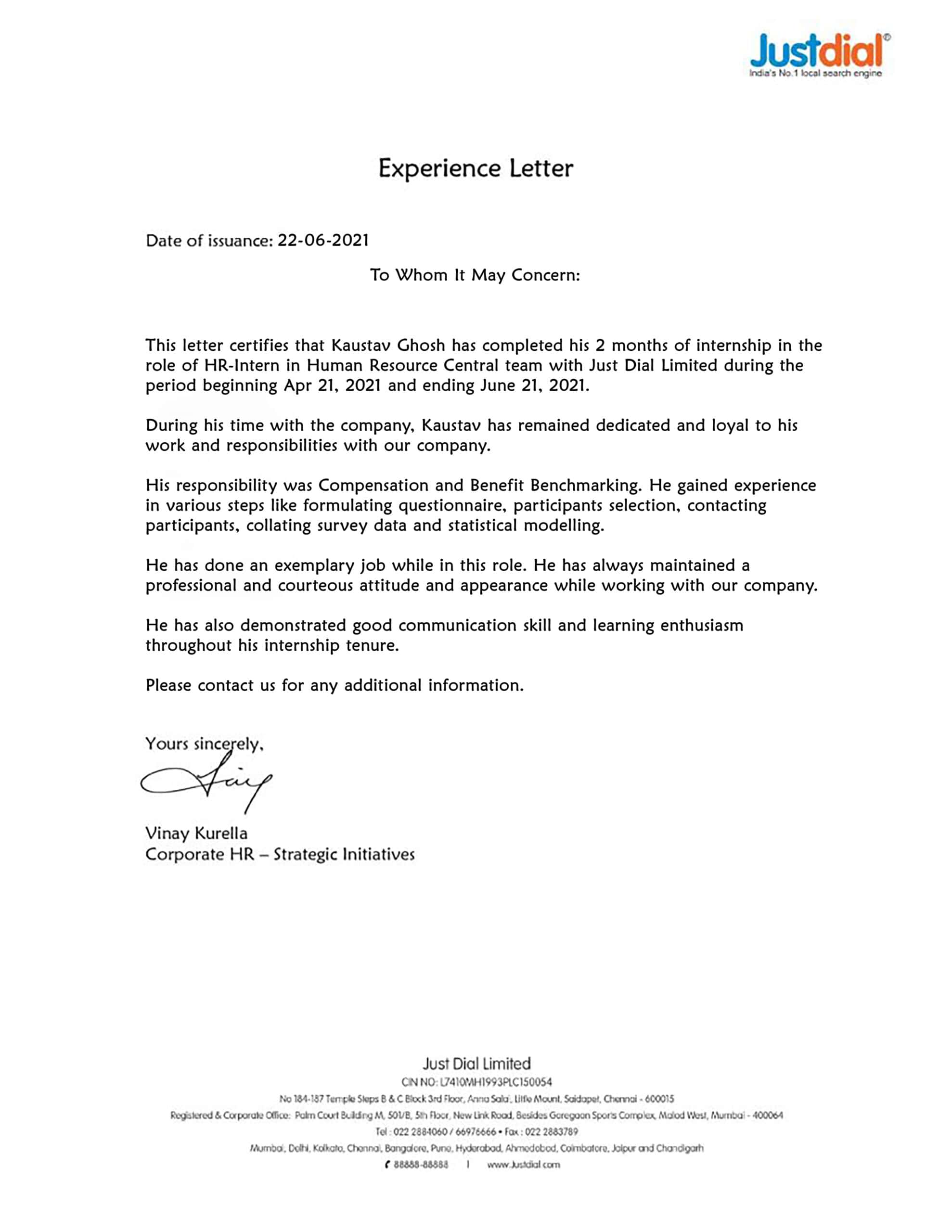 Purchase Realistic Fake justdial Experience Certificate Templates Easily Editable Purchase Realistic Fake justdial Experience Certificate Templates Easily Editable