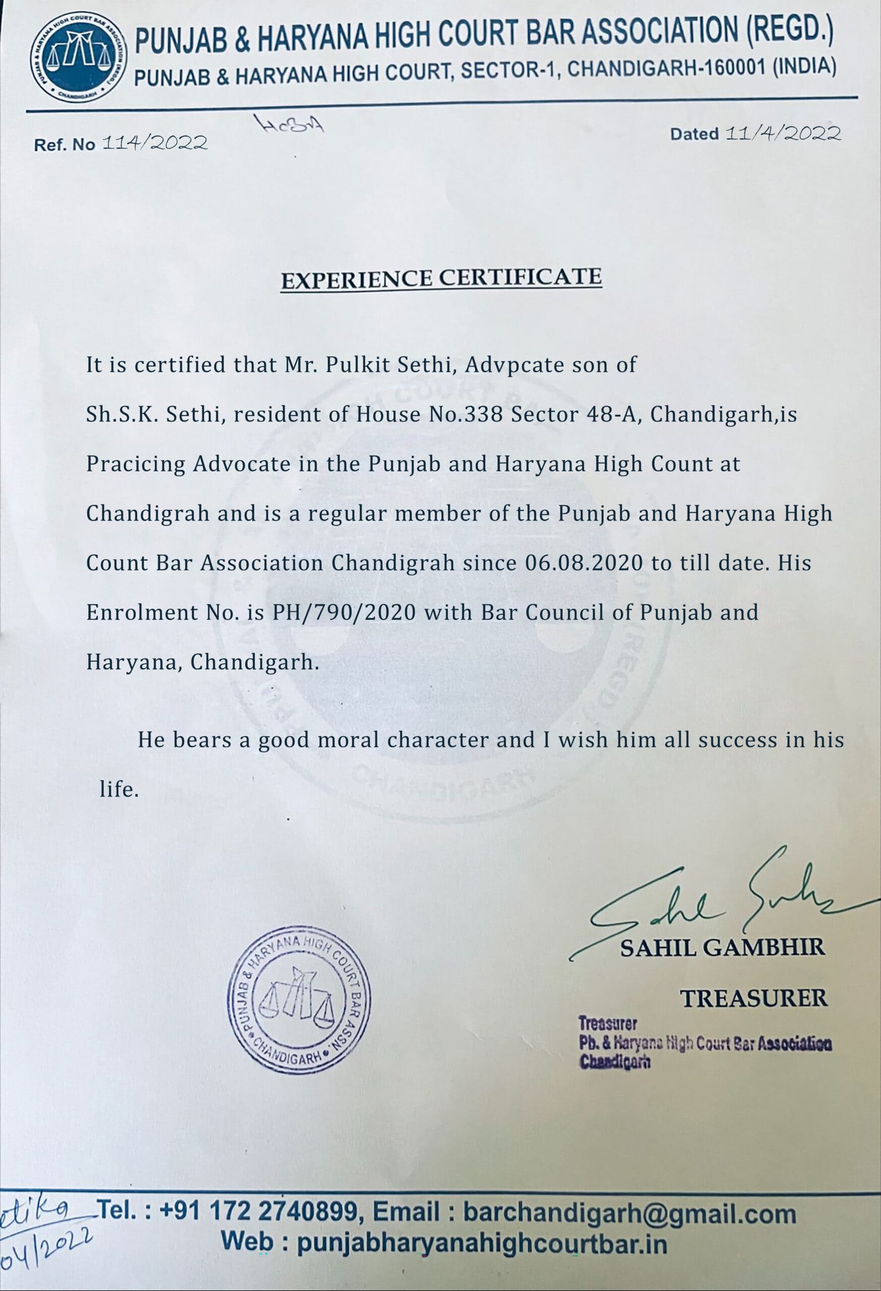 Purchase Realistic Fake punjab & haryana high court bar association Experience Certificate Templates Easily Editable Purchase Realistic Fake punjab & haryana high court bar association Experience Certificate Templates Easily Editable