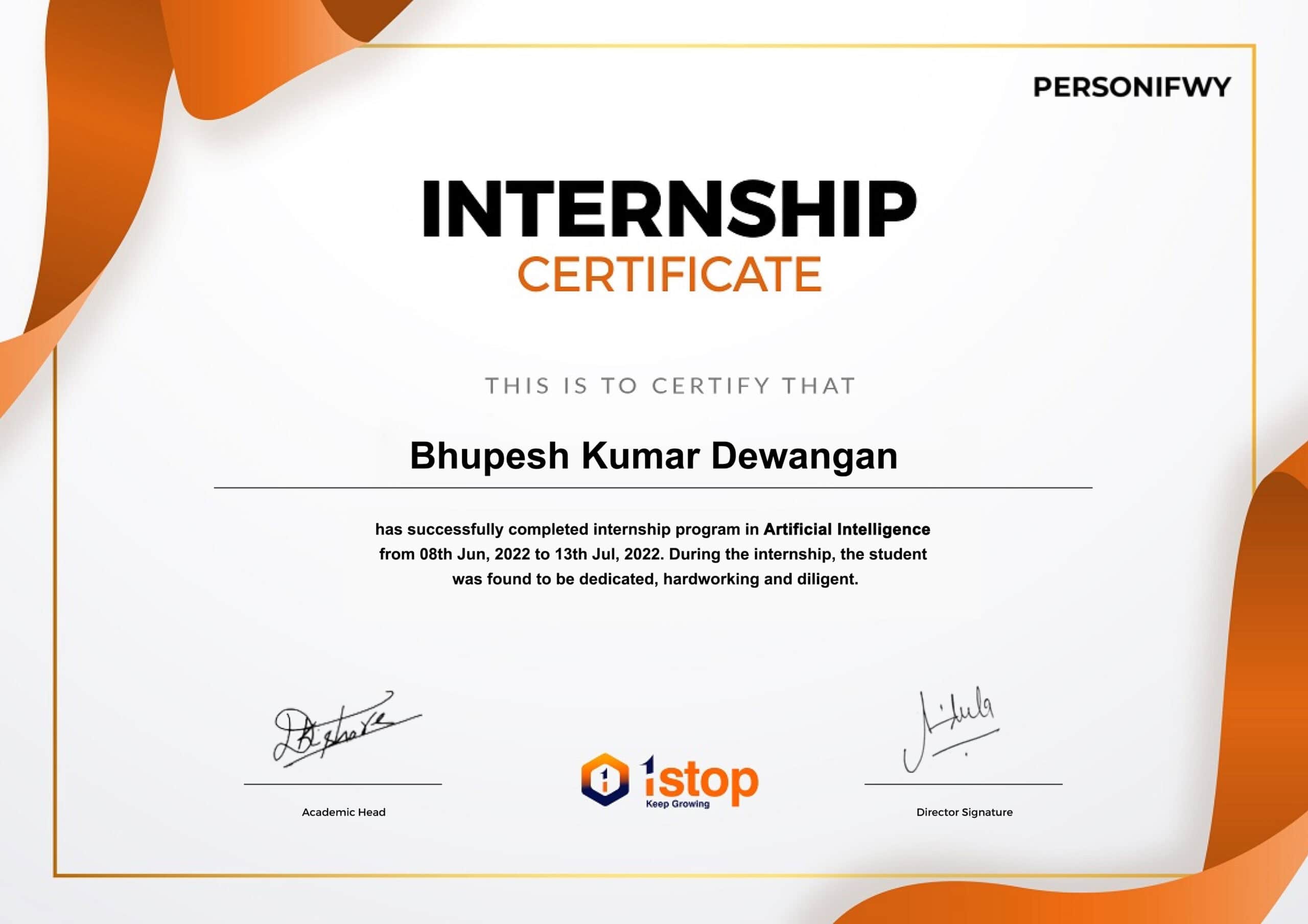 Internship Certificate Stand Out with a Customizable 1 stop keep growing Internship Certificate PSD Template
