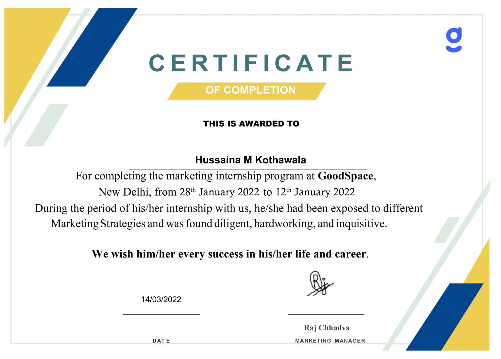 Stand Out with a Customizable GOOD SPACE Internship Certificate PSD Template Stand Out with a Customizable GOOD SPACE Internship Certificate PSD Template