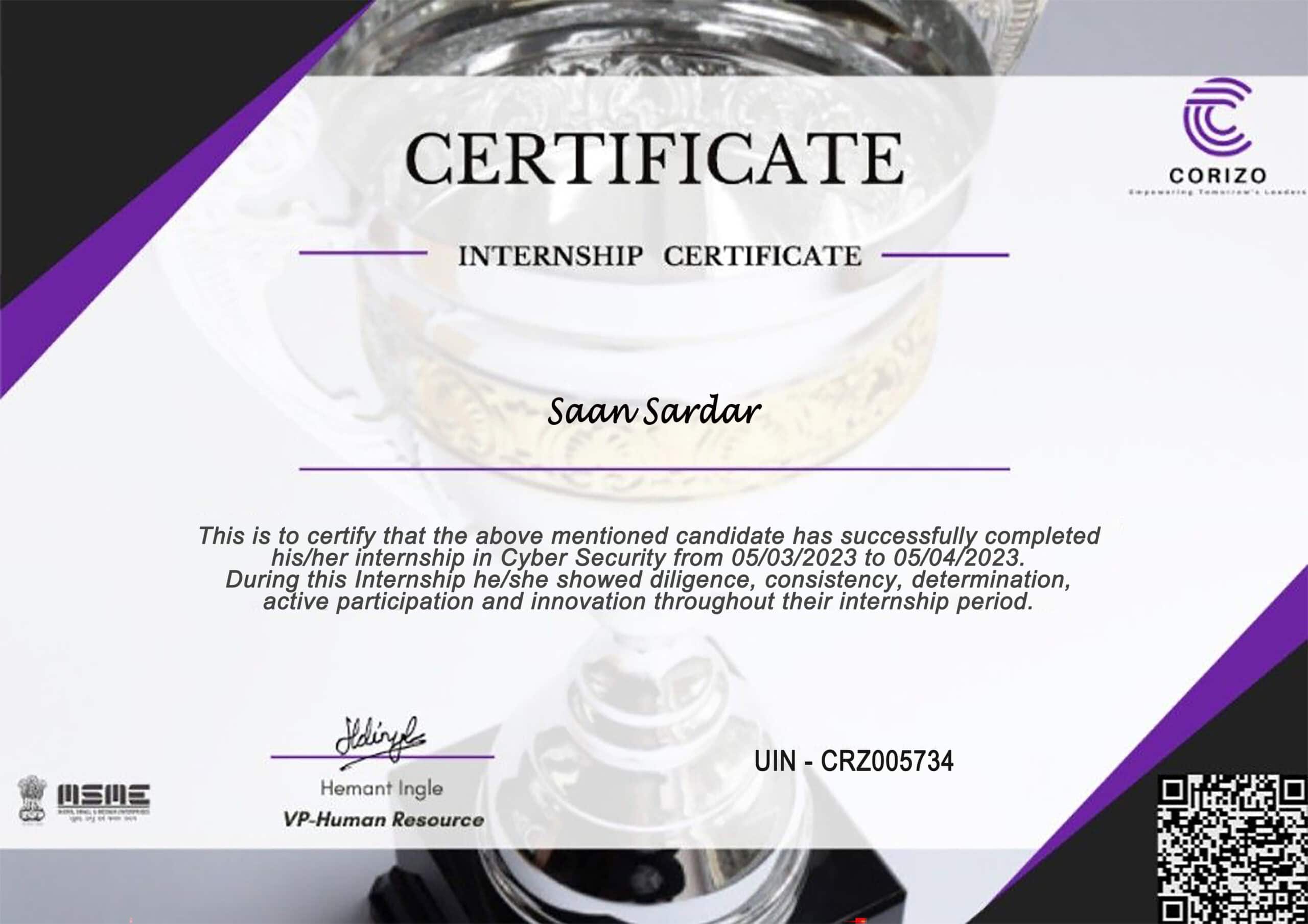 Stand Out with a Customizable corizo Internship Certificate PSD Template