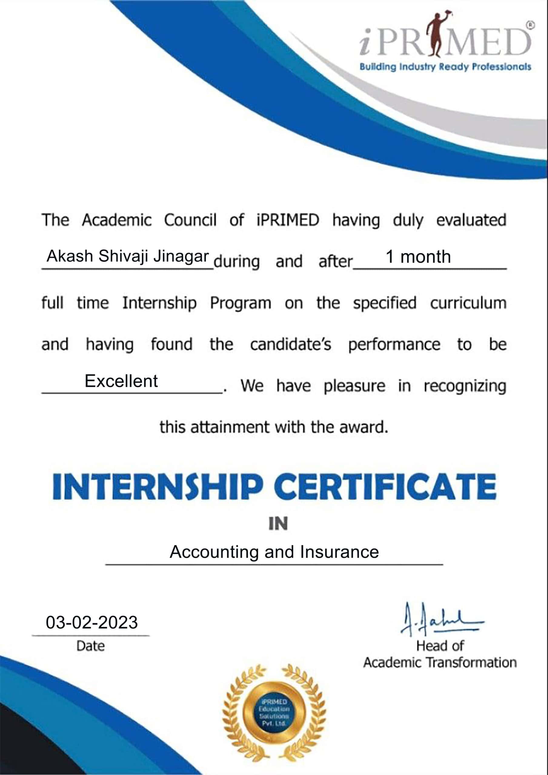 Stand Out with a Customizable iPRIMED Internship Certificate PSD Template