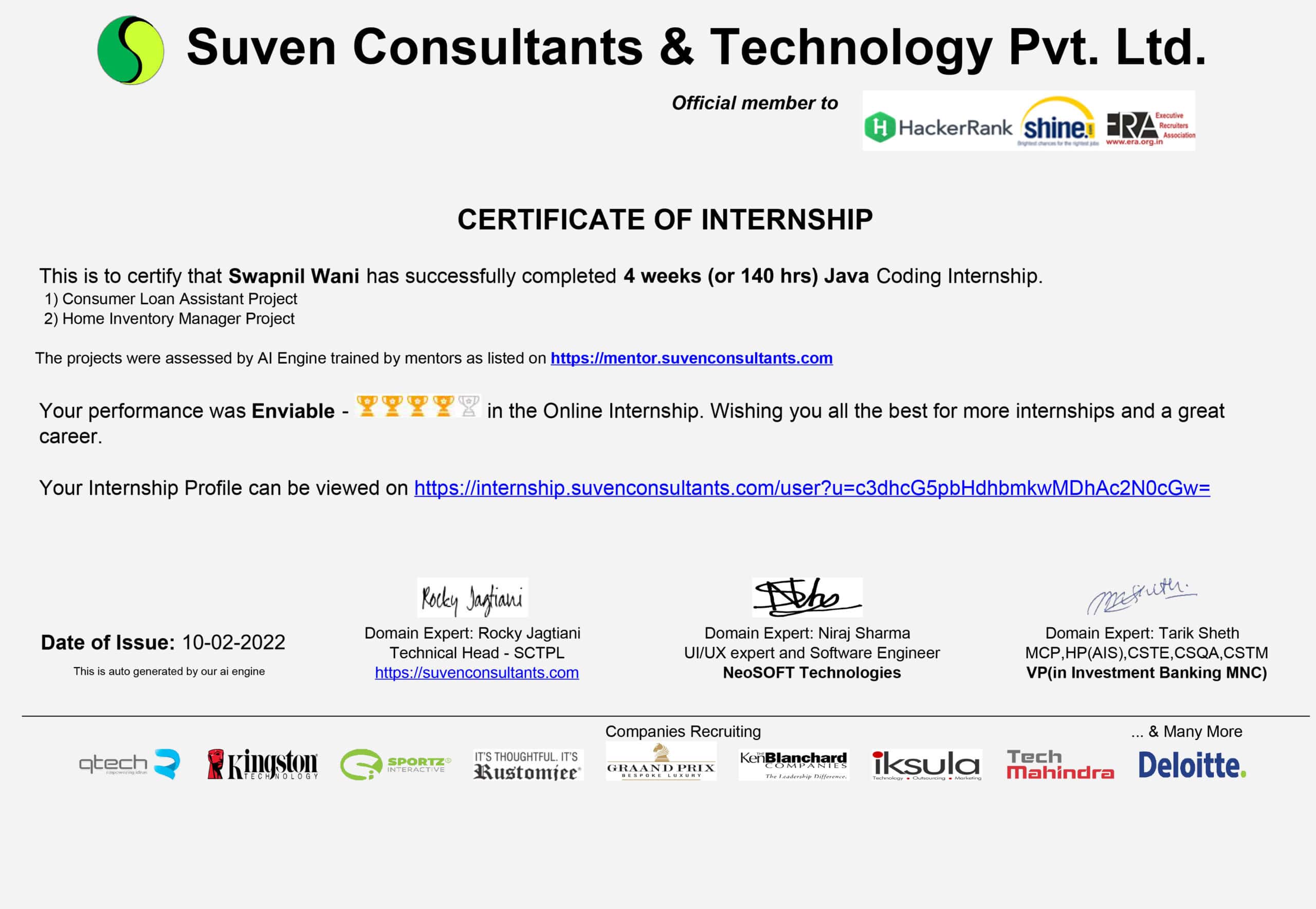Online Coding Internship - Suven Consultants & Technology Pvt. L Stand Out with a Customizable Suven Consultants & Technology Pvt Ltd. Internship Certificate PSD Template