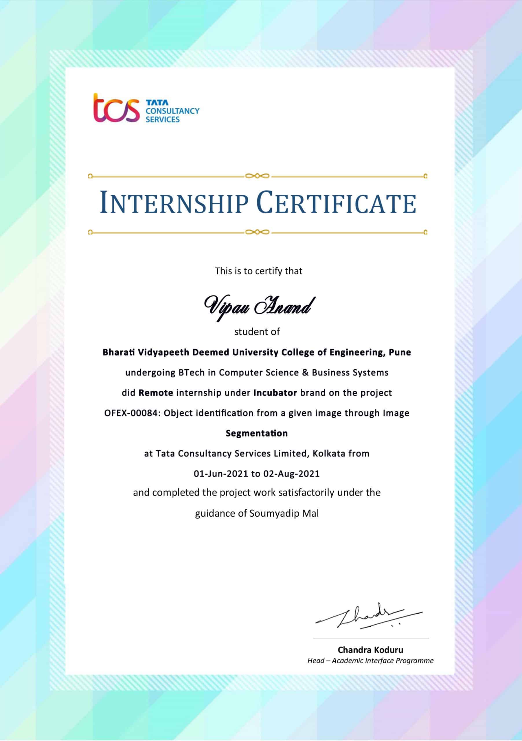TATA consultancy service Stand Out with a Customizable TATA consultancy service Internship Certificate PSD Template