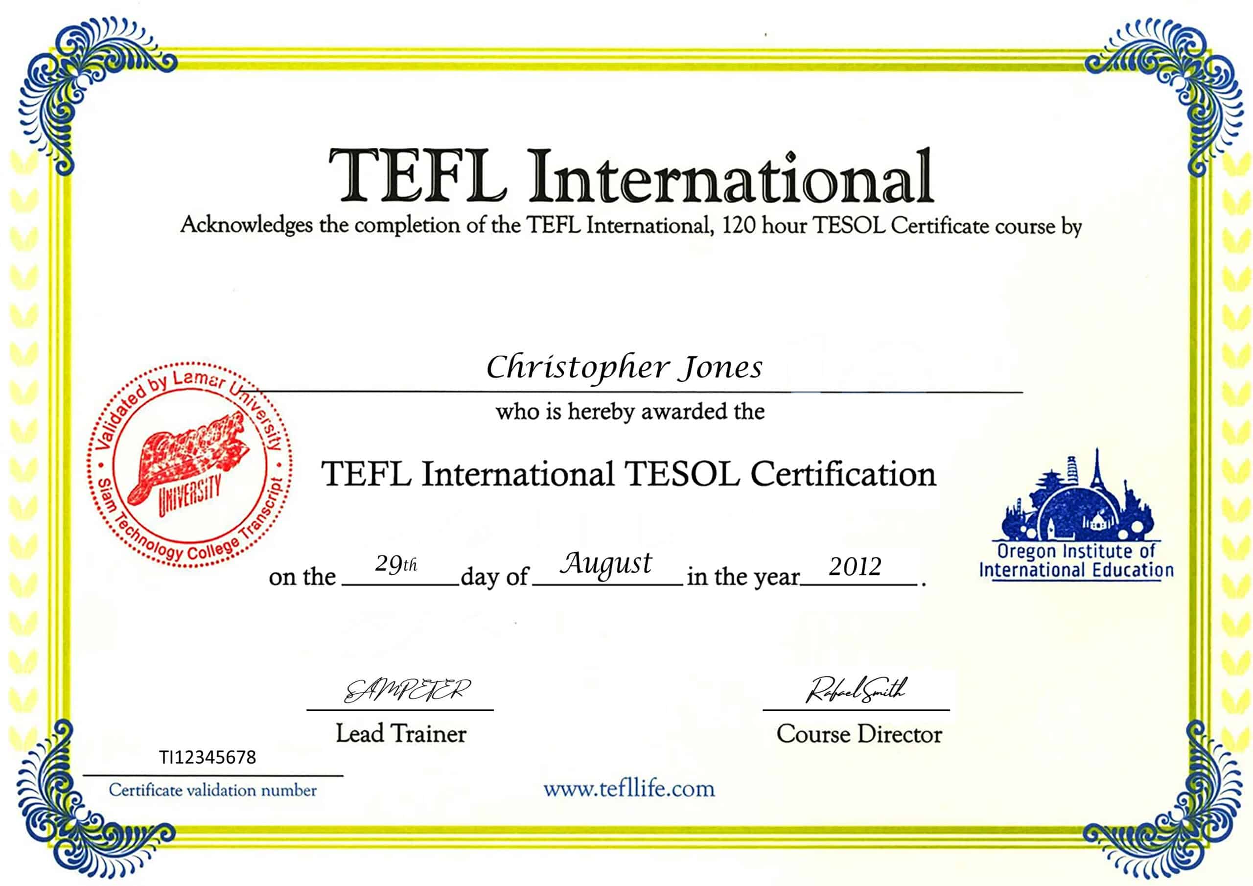Teflife TEFL Certificate PSD Template Teflife TEFL Certificate PSD Template