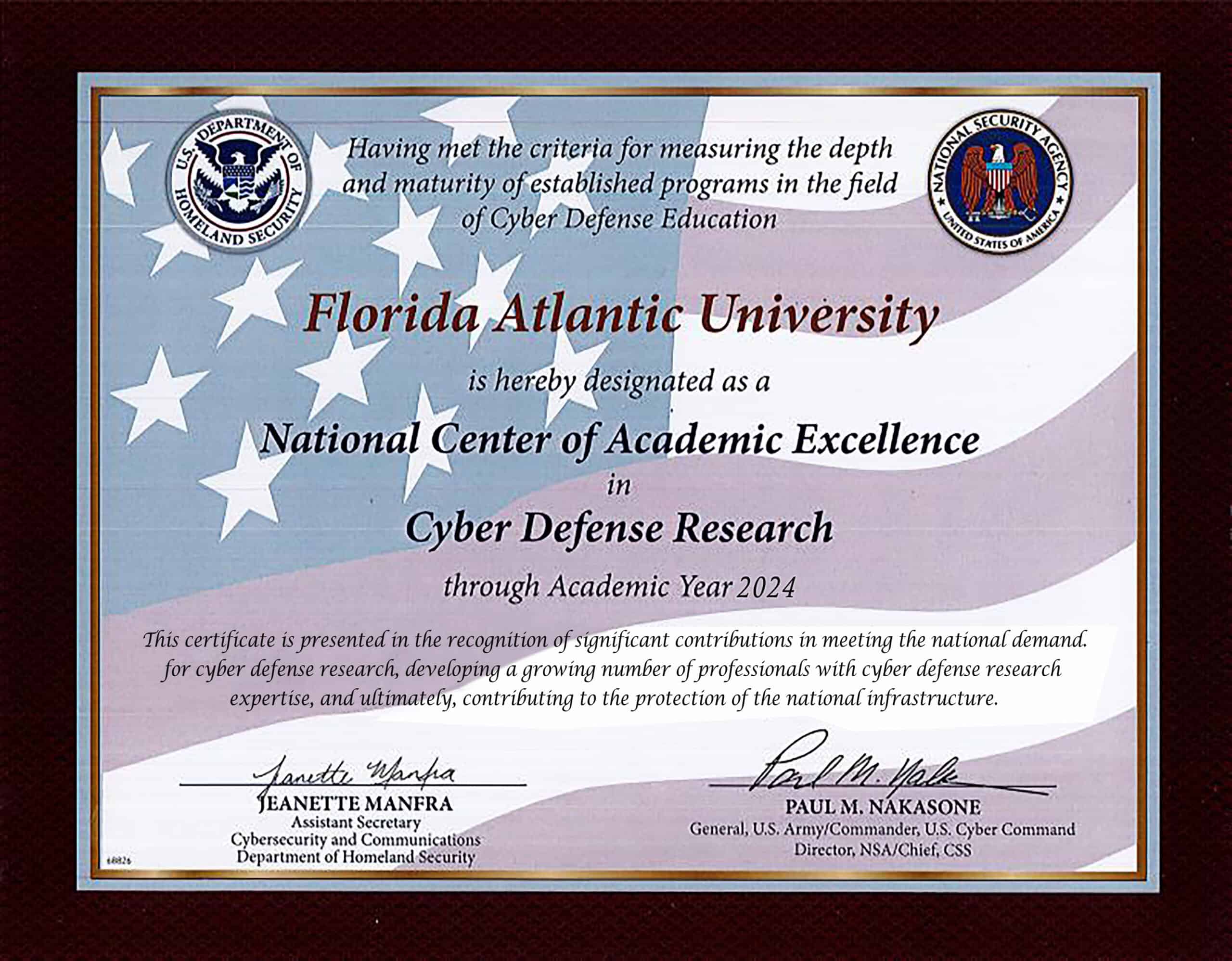 Authentic-Looking Fake certificate from Florida Atlantic University