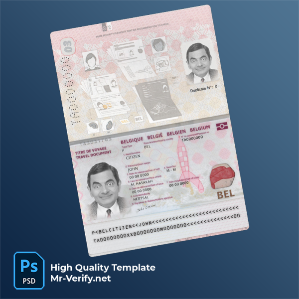 Belgium passport psd template (2022-present) Belgium passport psd template (2022-present)