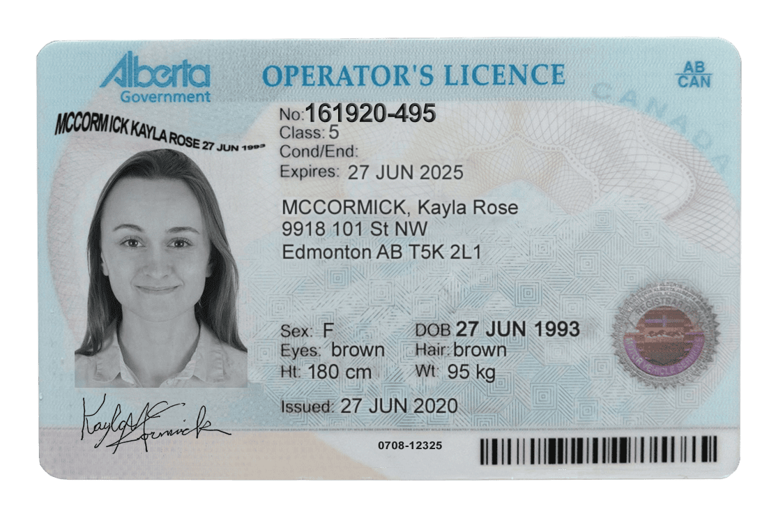 DL-Alberta-front Canada Alberta driver license psd template version 2 front