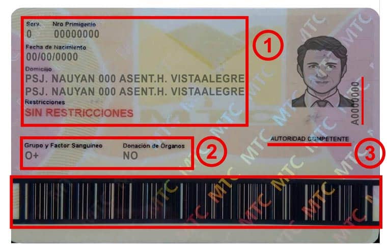 edit information on peru driving license