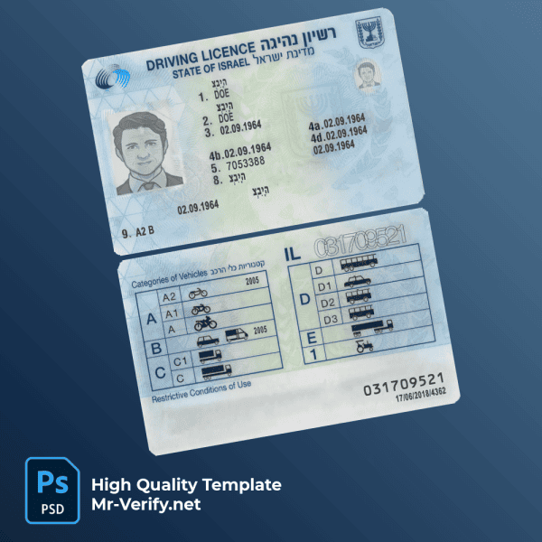 Israel driver license template