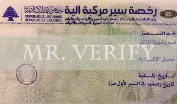 Lebanon driver license blank template