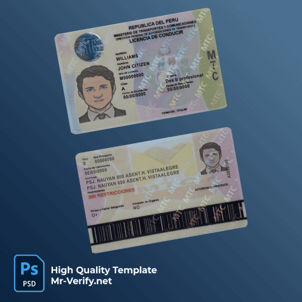 peru-driver-license-mrverify peru driver license psd template