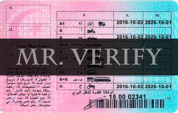 Tunisia license card template
