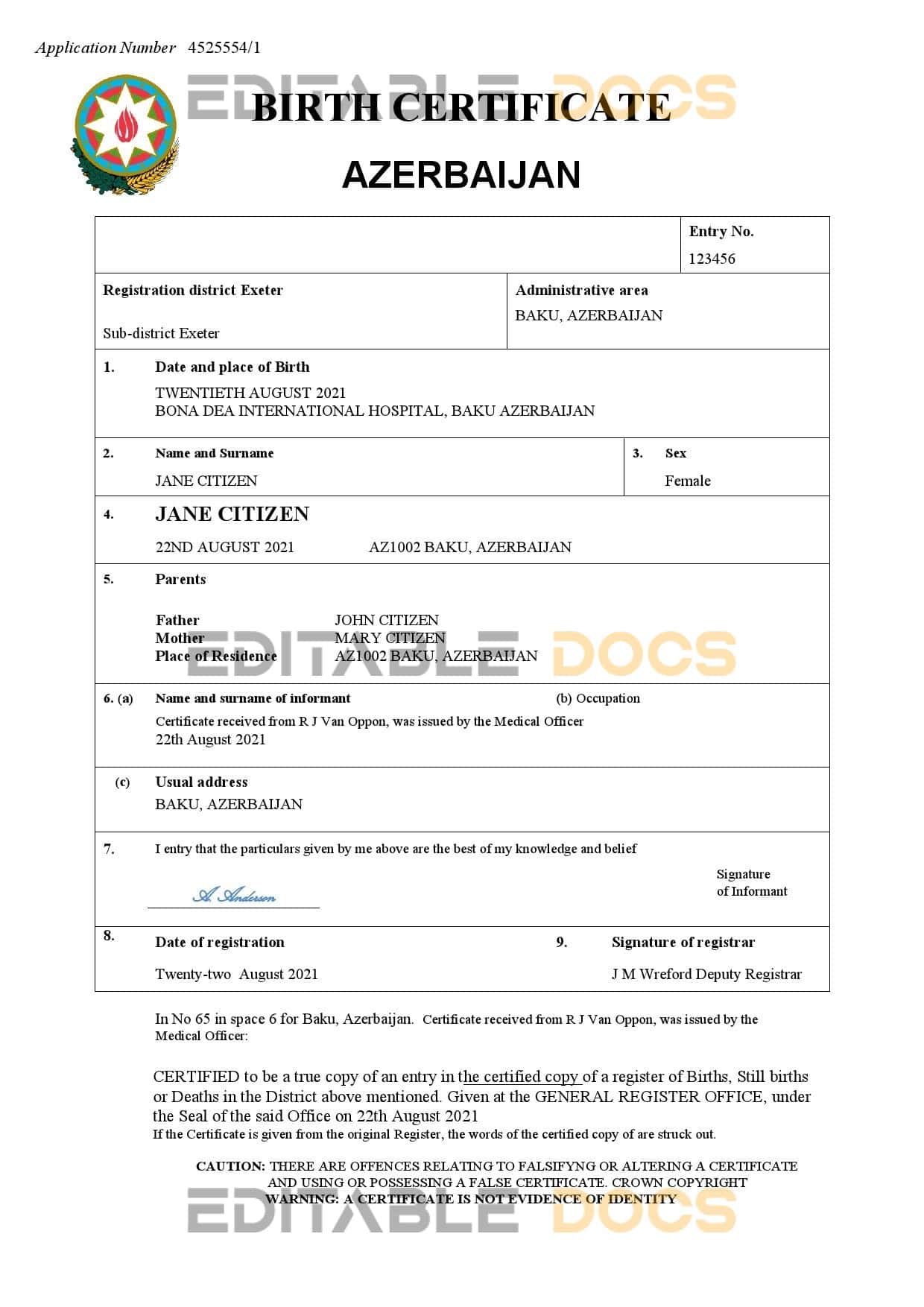 9-Azerbaijan-birth-certificate.jpg Azerbaijan vital record birth certificate Word and PDF template