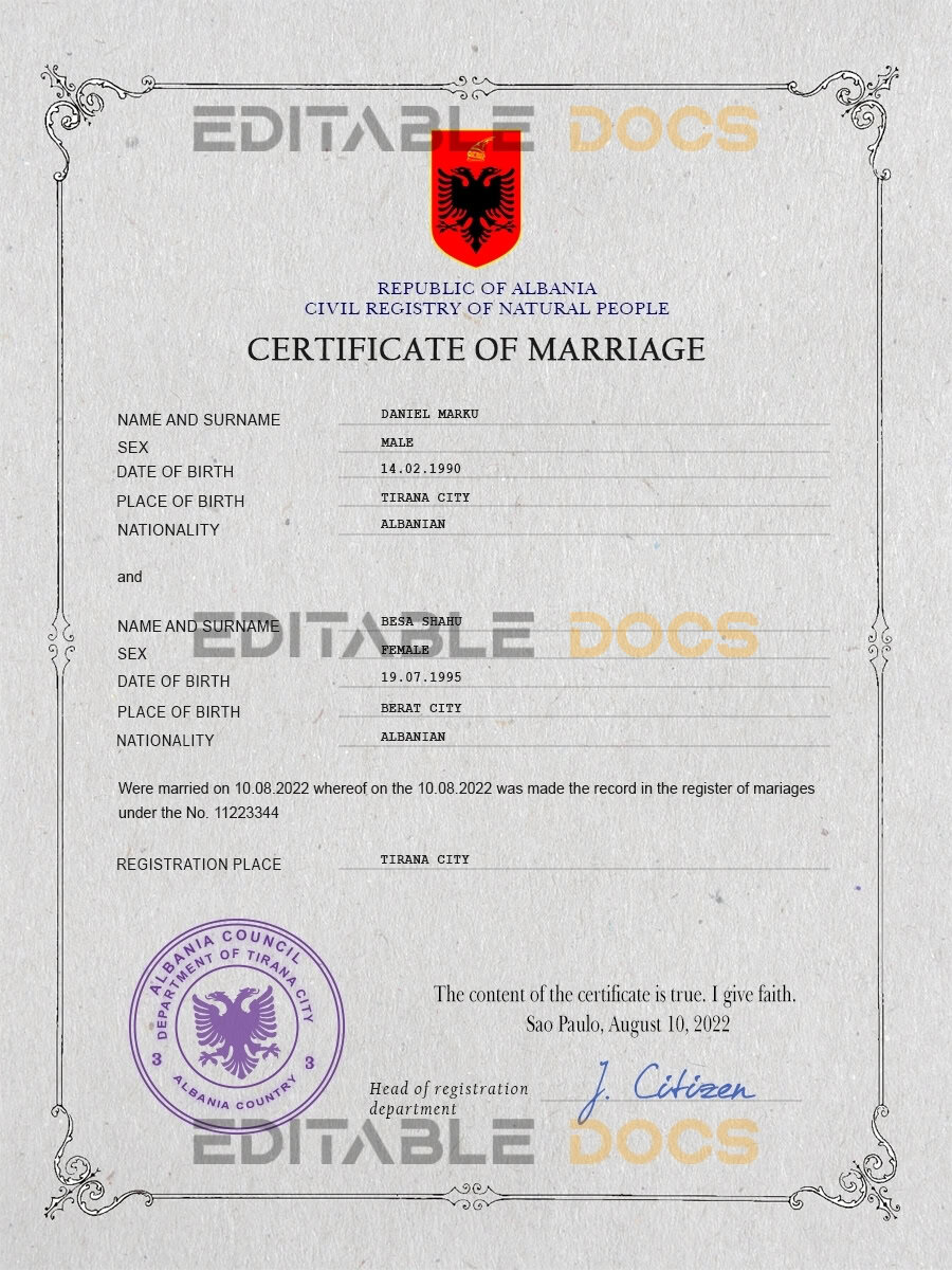 Albania-Marriage-Certificate-Editable-PSD-Templates-1.jpg Albania Marriage Certificate