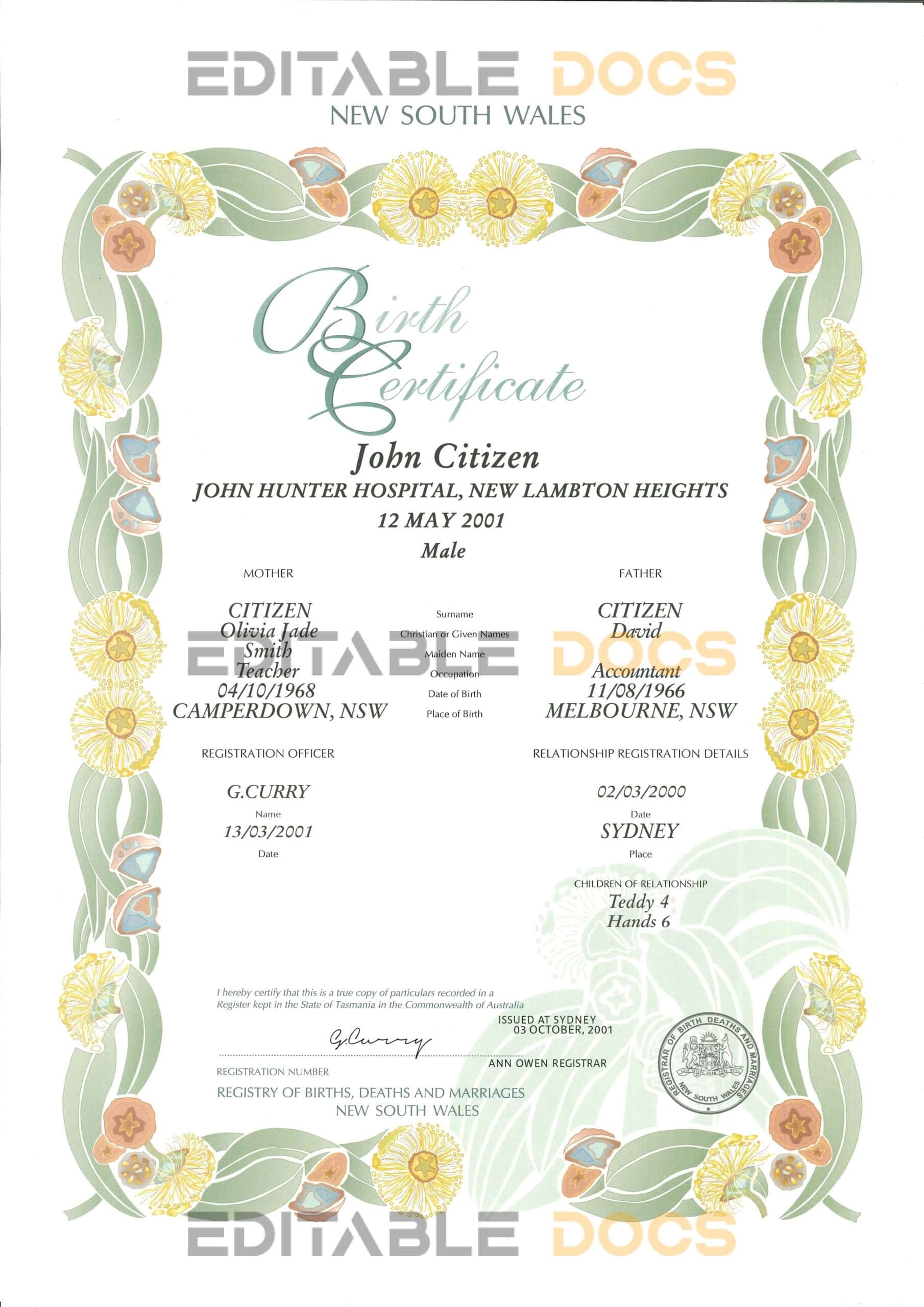 Authentic Australia Western Australia decorative Birth Certificate Template Customize and Download Online Authentic Australia Western Australia decorative Birth Certificate Template Customize and Download Online