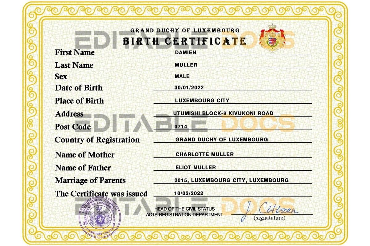 Authentic-Luxembourg-Birth-Certificate-Template-Customize-and-Download-Online.jpg Authentic Luxembourg Birth Certificate Template