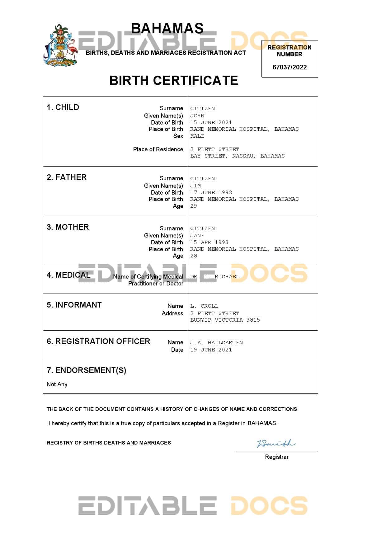 Bahamas-birth-certificate.jpg Bahamas vital record birth certificate Word and PDF template