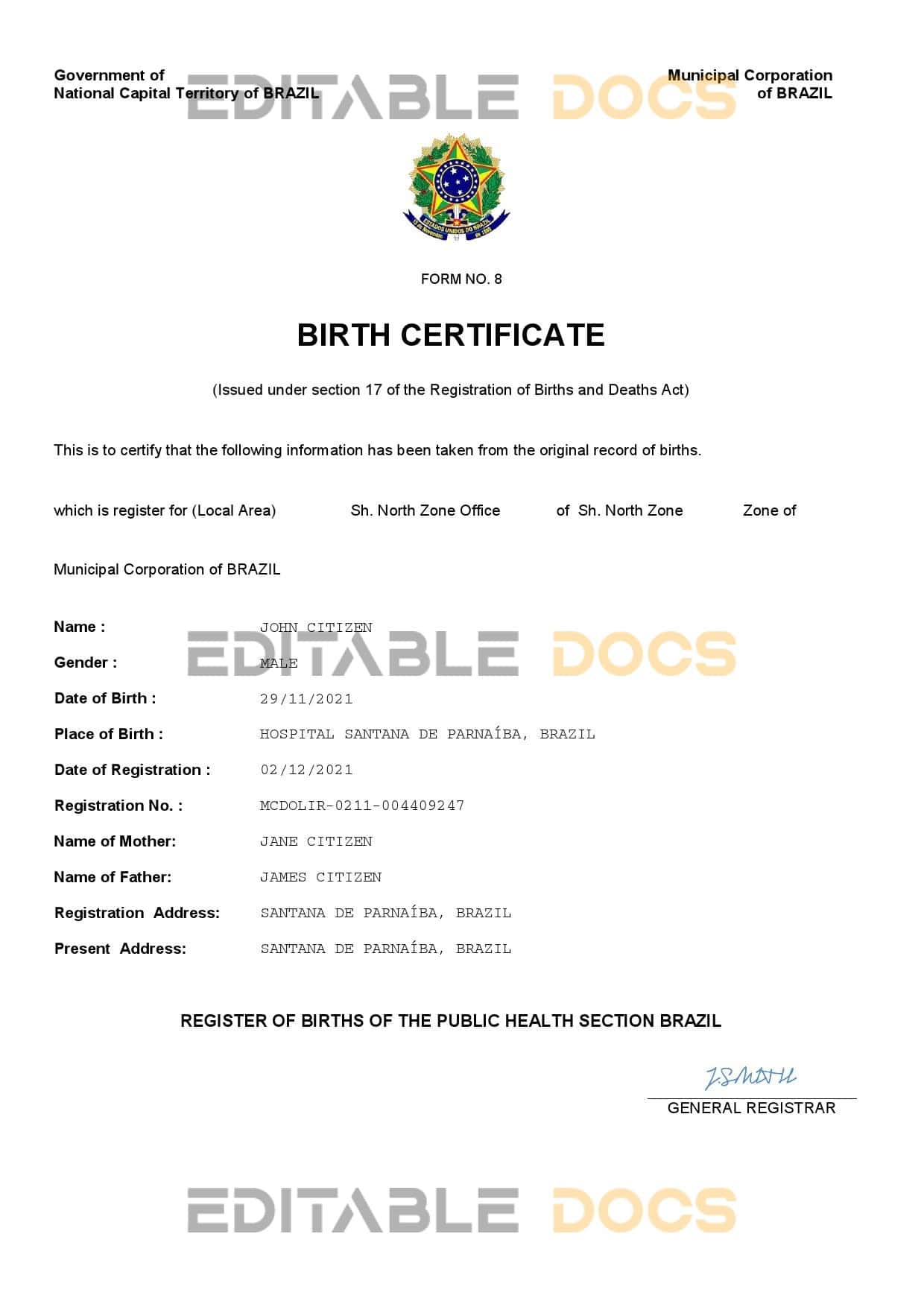 Brazil-birth-certificate.jpg Brazil vital record birth certificate Word and PDF template